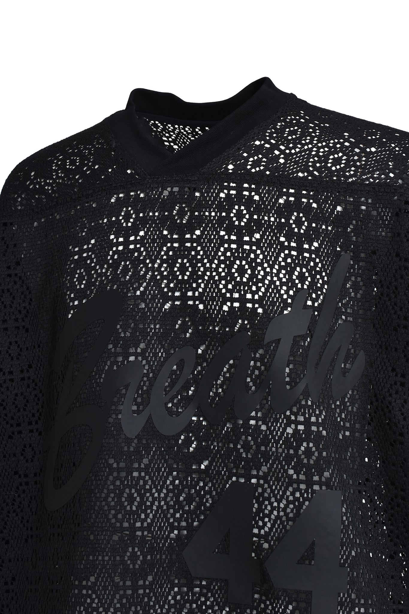 CROCHET LS GAME SHIRT / BLACK