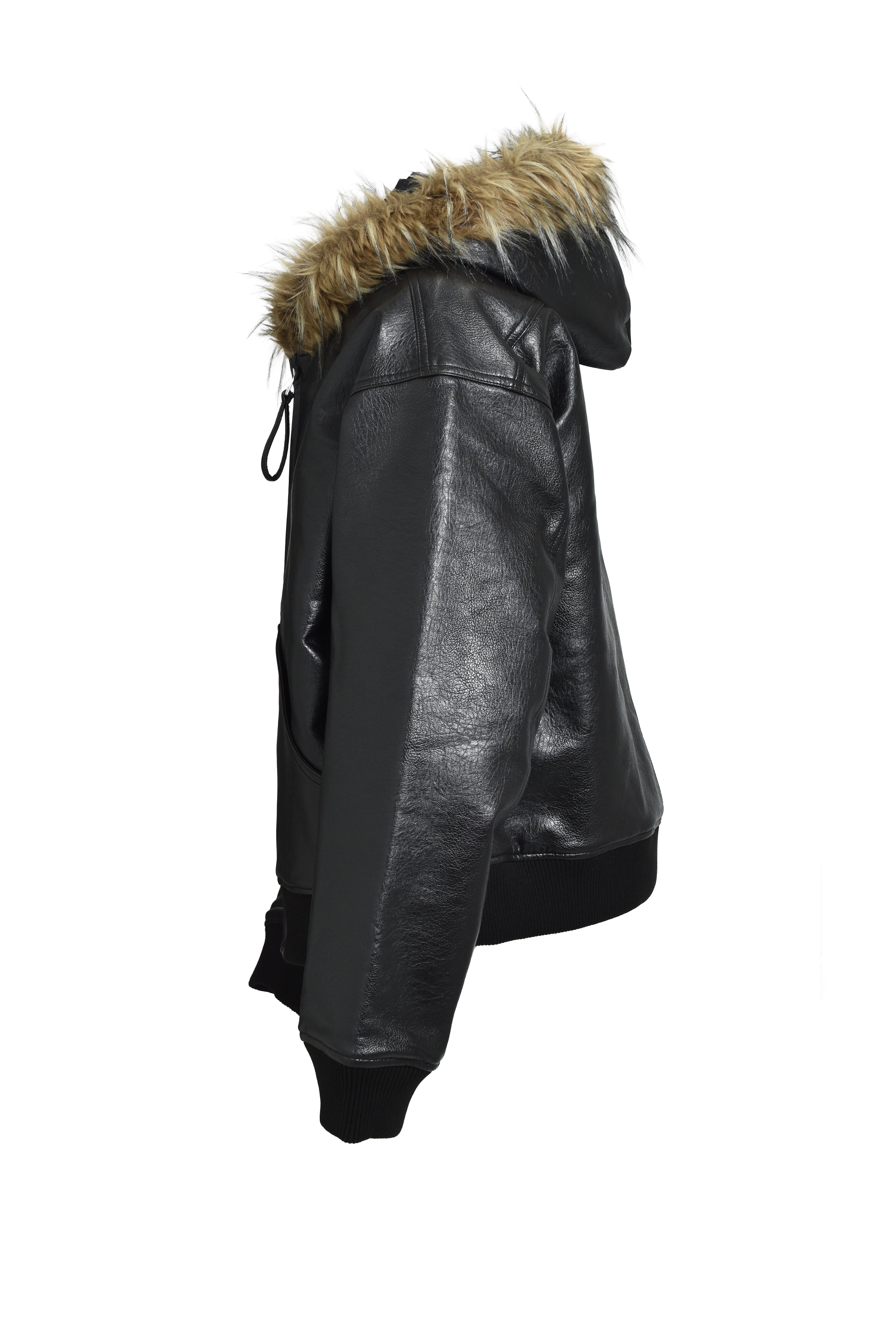 【BREATH】FAUX LEATHER FUR HOODED JACKET FAUX LEATHER FUR HOODED JACKET / BLACK – BREATH - サイズ 着丈 身幅