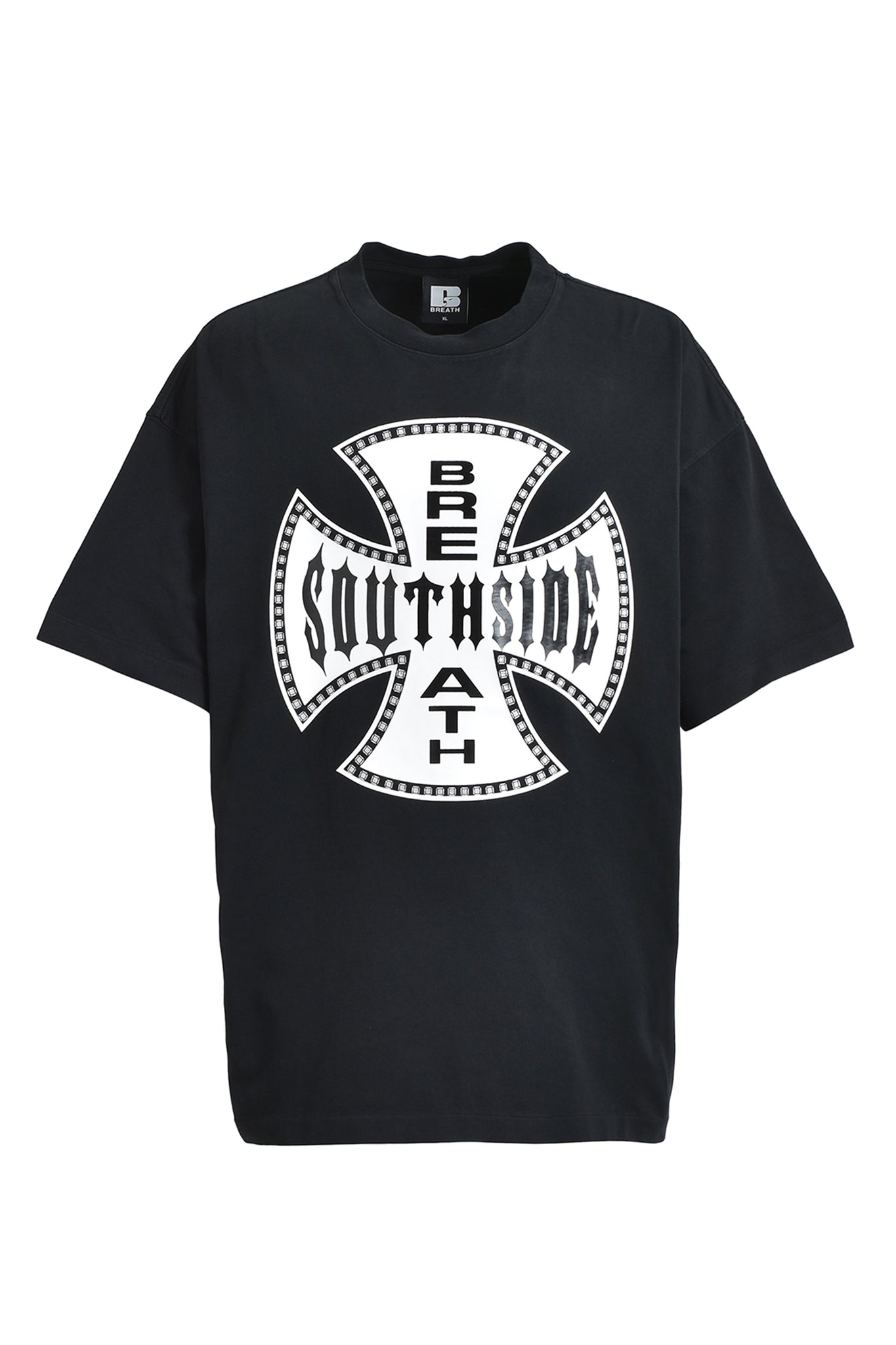 SOUTHSIDE CROSS LOGO TEE / BLACK × WHITE