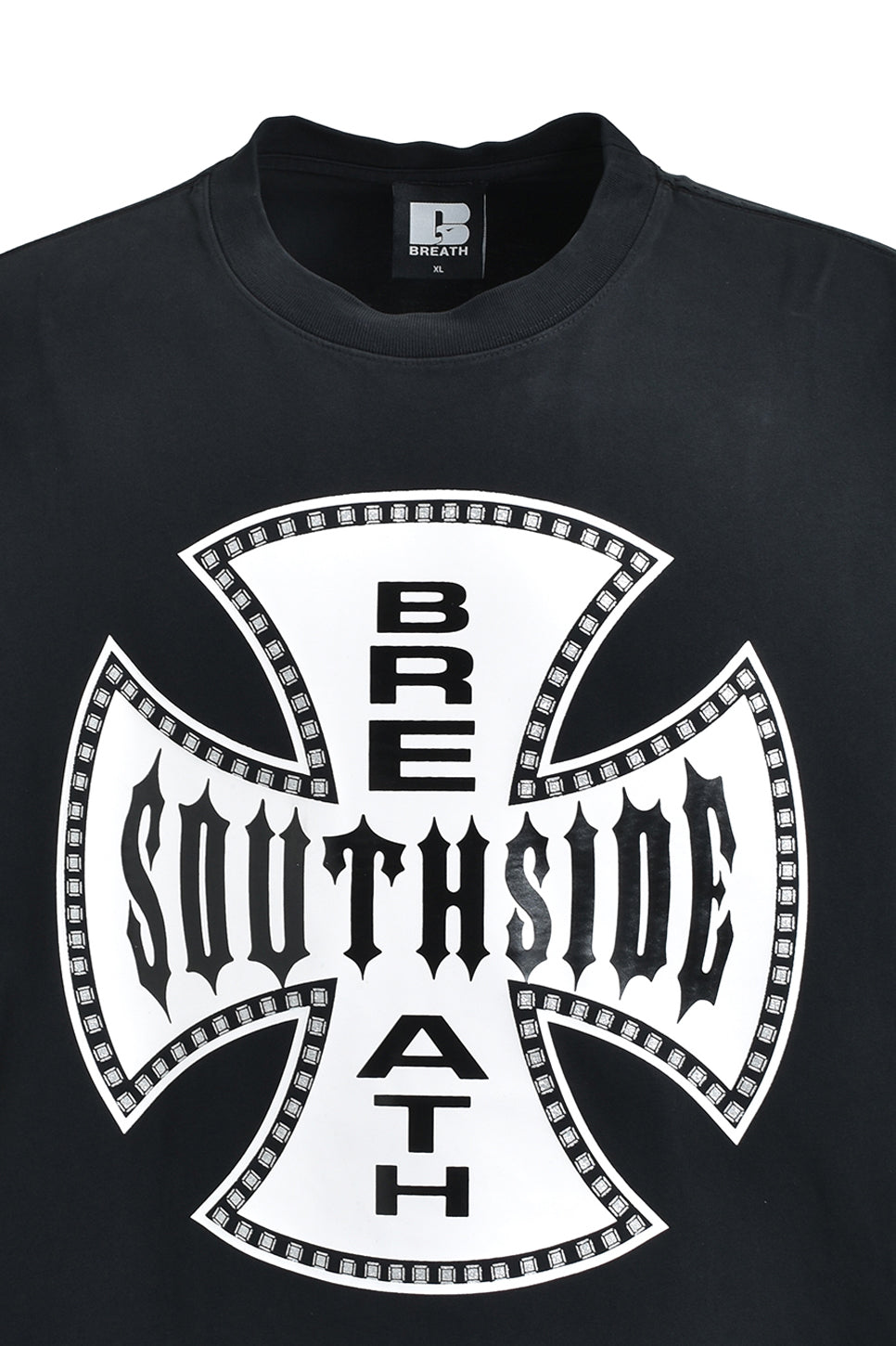 SOUTHSIDE CROSS LOGO TEE / BLACK × WHITE