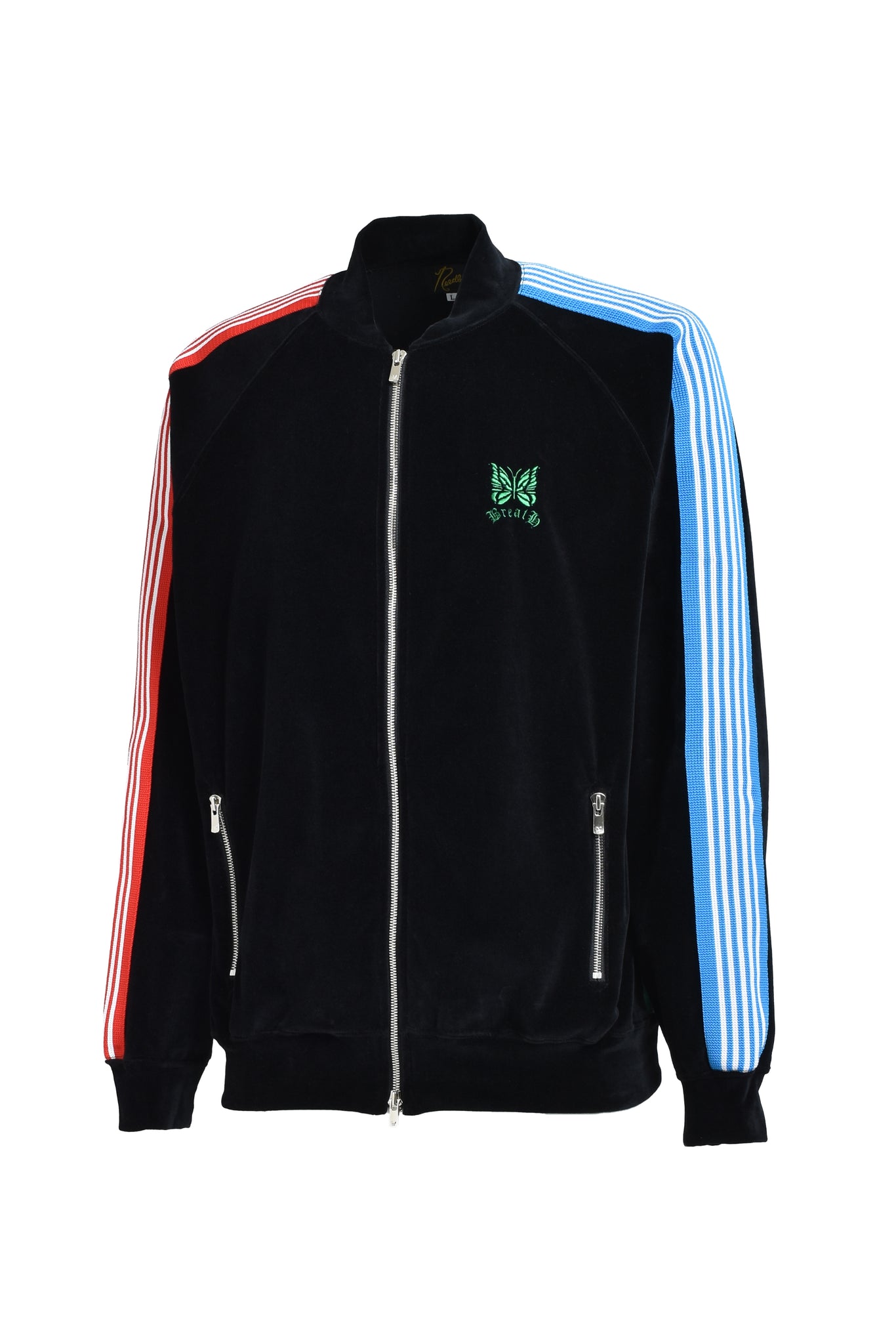 × Needles RIB COLLAR TRACK JACKET - C/PE VELOUR / BLACK
