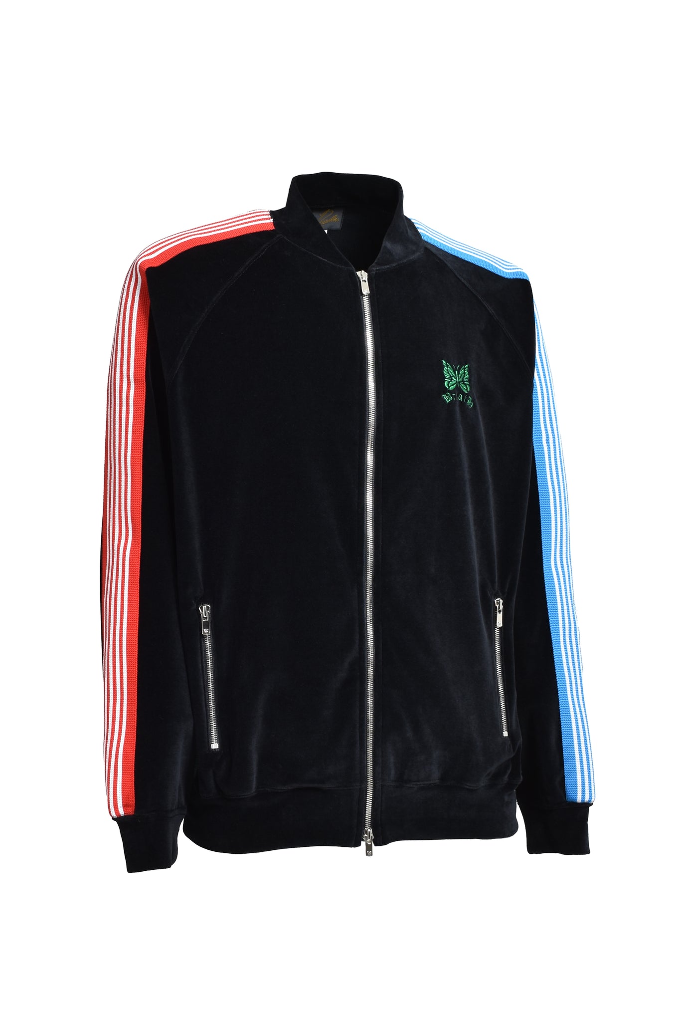 × Needles RIB COLLAR TRACK JACKET - C/PE VELOUR / BLACK