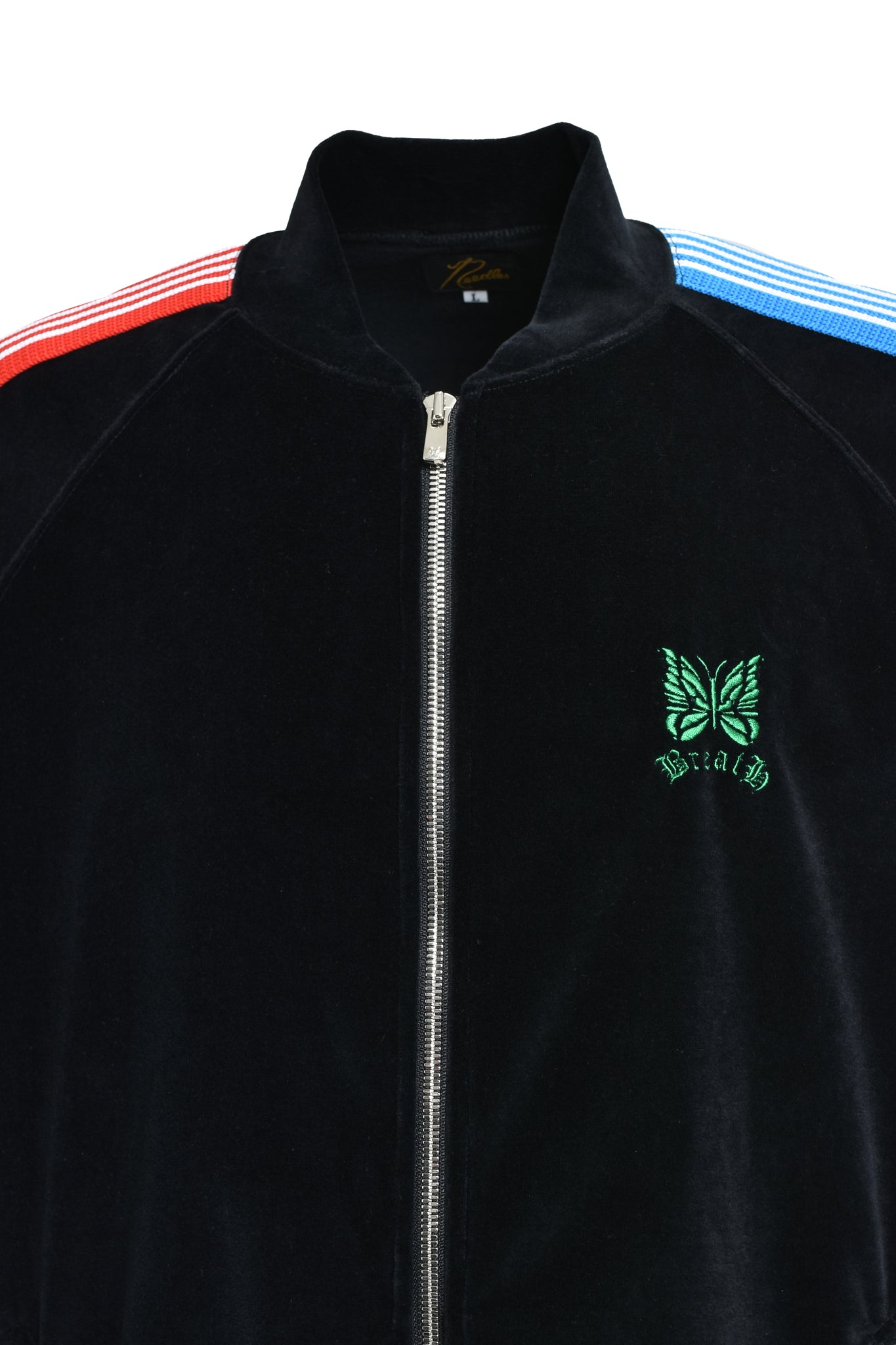 × Needles RIB COLLAR TRACK JACKET - C/PE VELOUR / BLACK