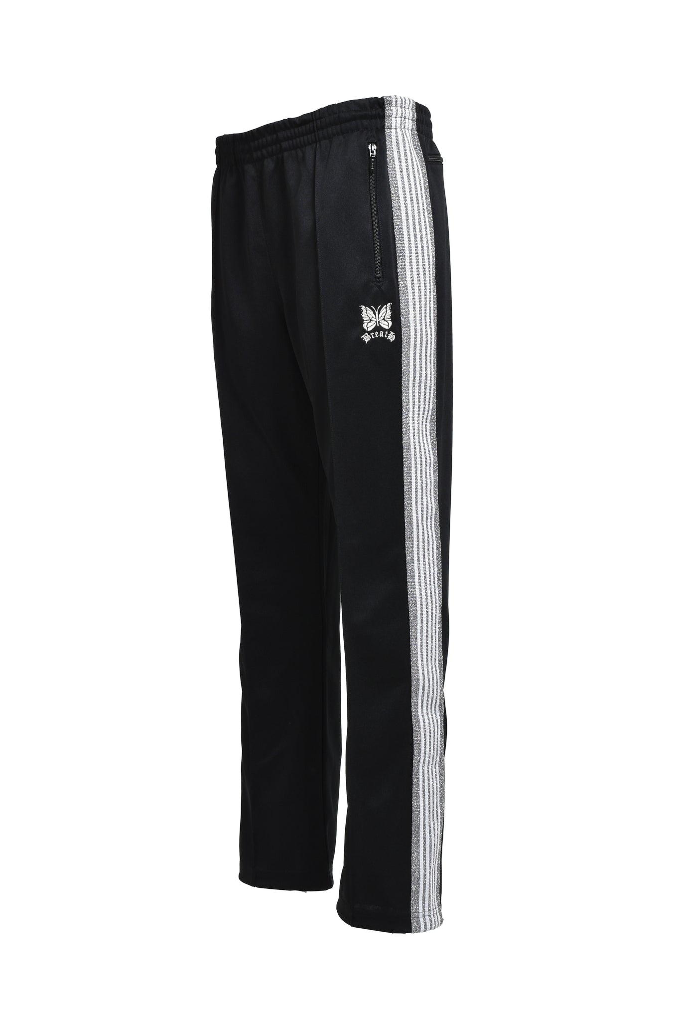 × Needles NARROW TRACK PANT - POLY SMOOTH / BLACK SILVER