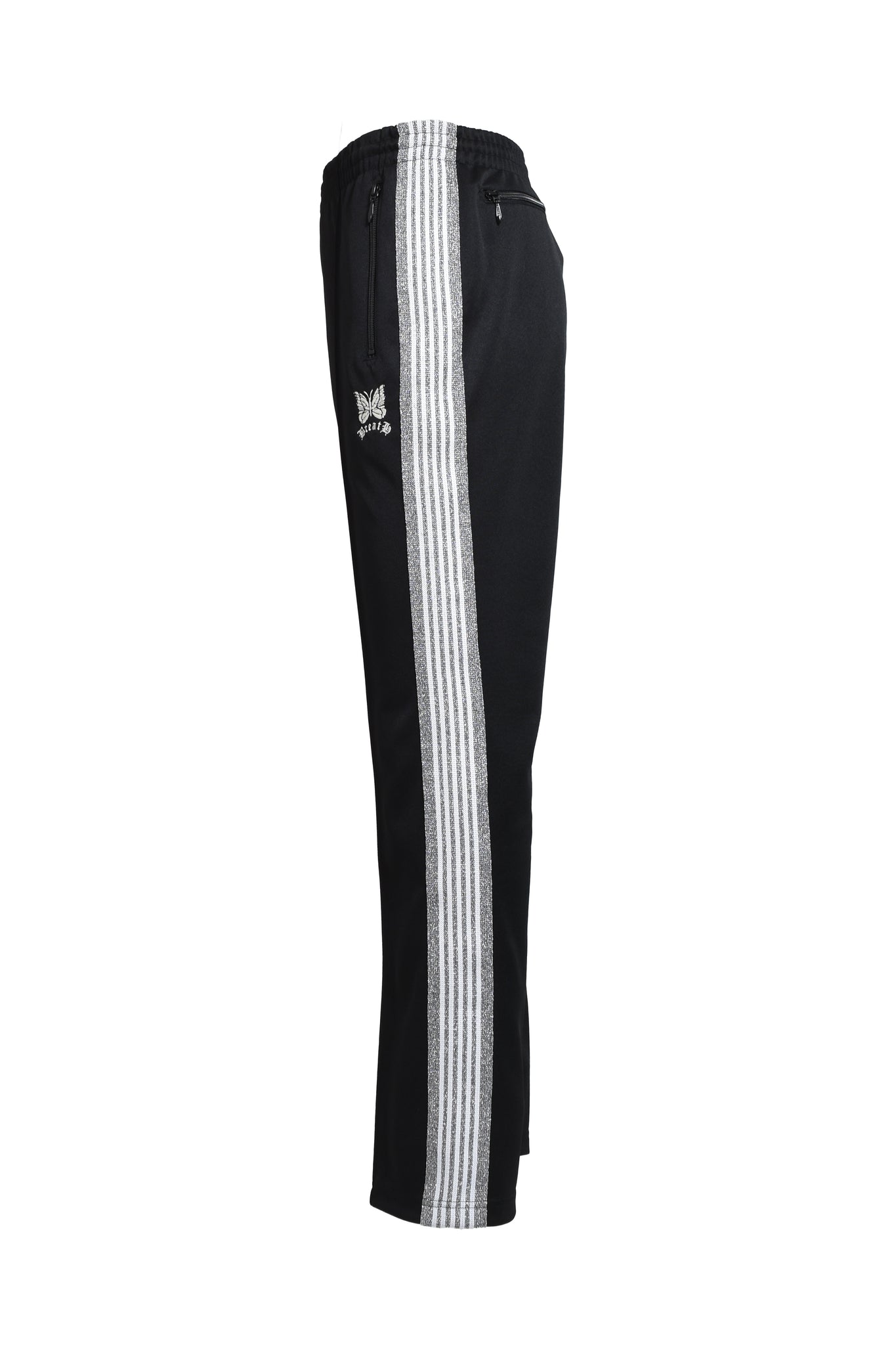 × Needles NARROW TRACK PANT - POLY SMOOTH / BLACK SILVER