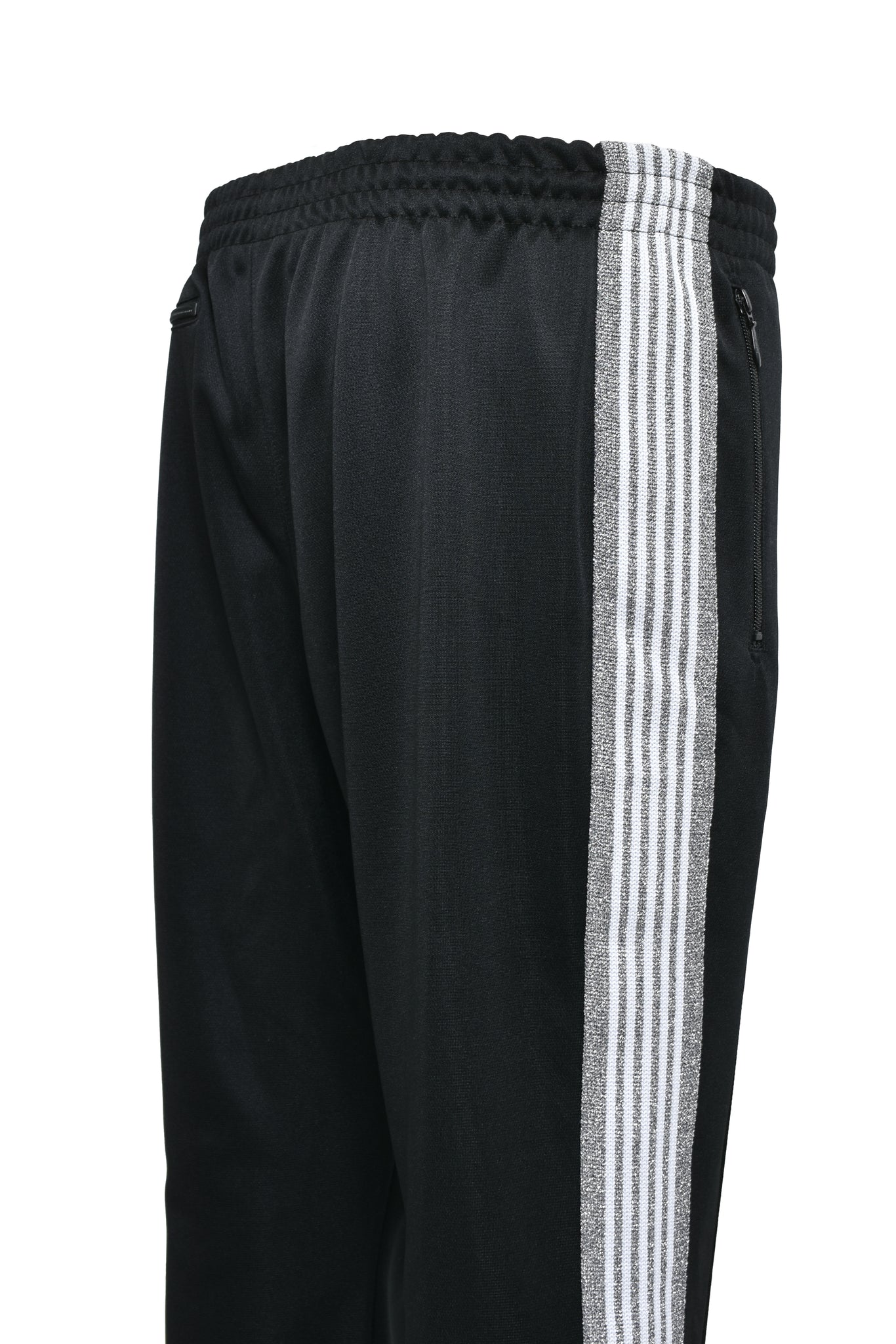 × Needles NARROW TRACK PANT - POLY SMOOTH / BLACK SILVER