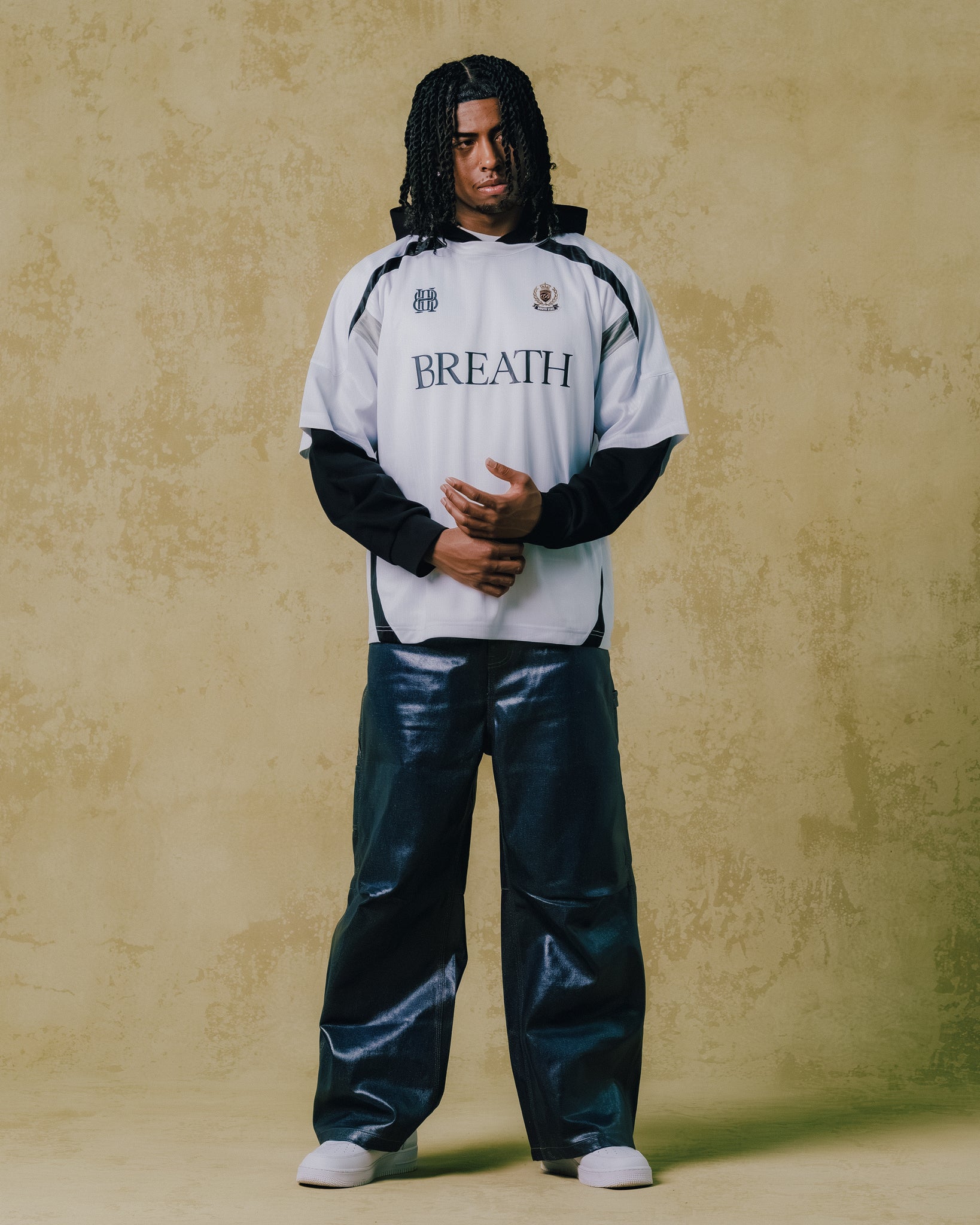 Breath バスケットボールシャツ 44 BADHOP BH LOGO LAYERED GAME SHIRT HOODIE / BLACK ｜BREATH ブレス - BAD