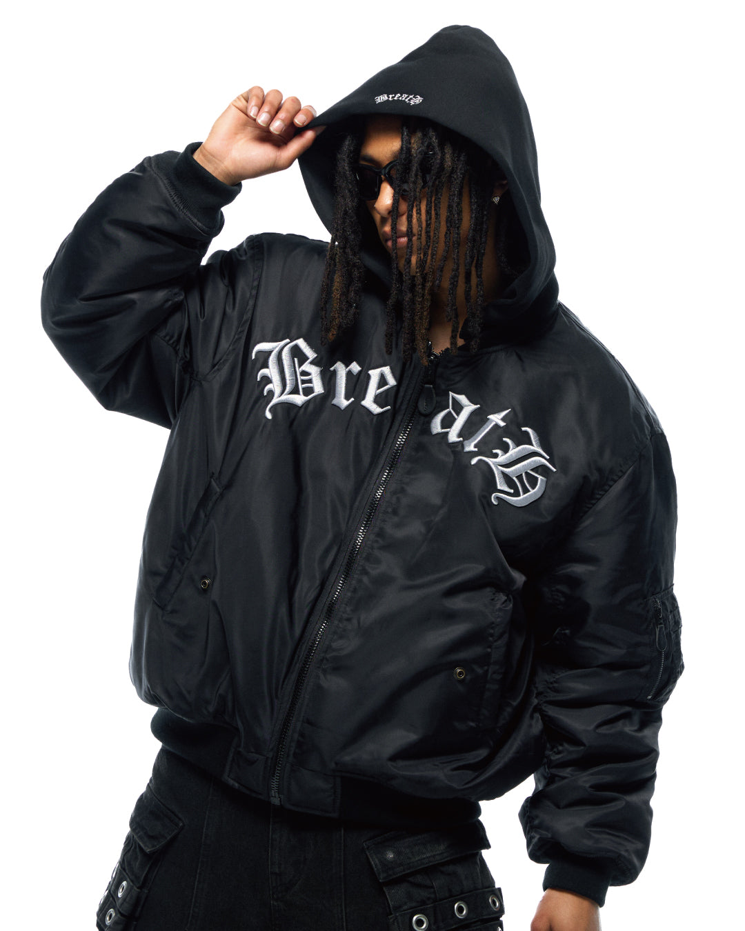 × F.M.C.D 3WAY OLD ENGLISH LOGO BOMBER JACKET / BLACK