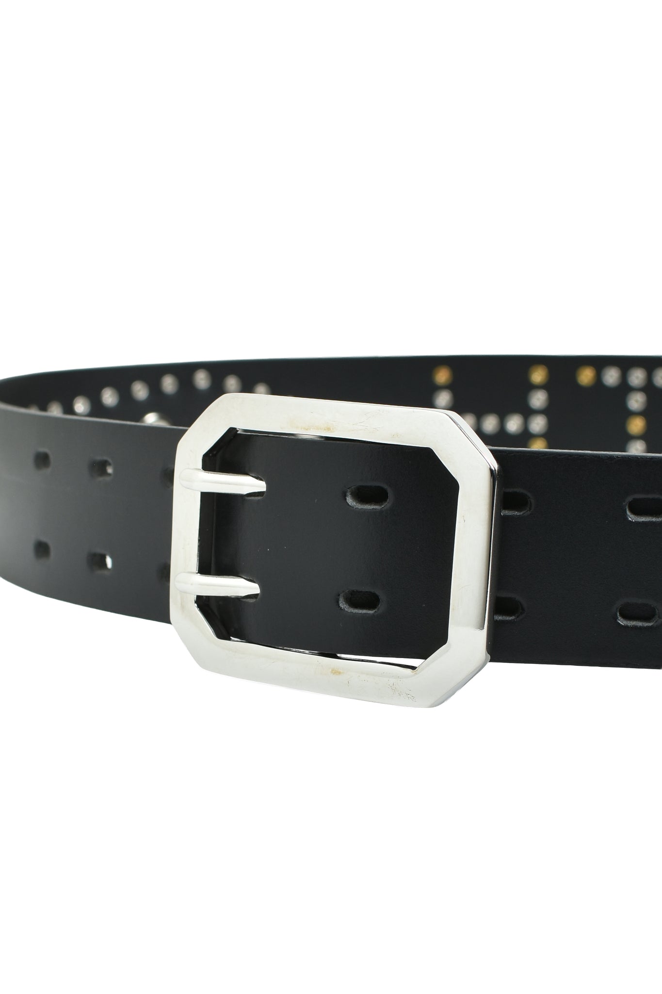 STUDS LOGO BELT / BLACK x MULTI
