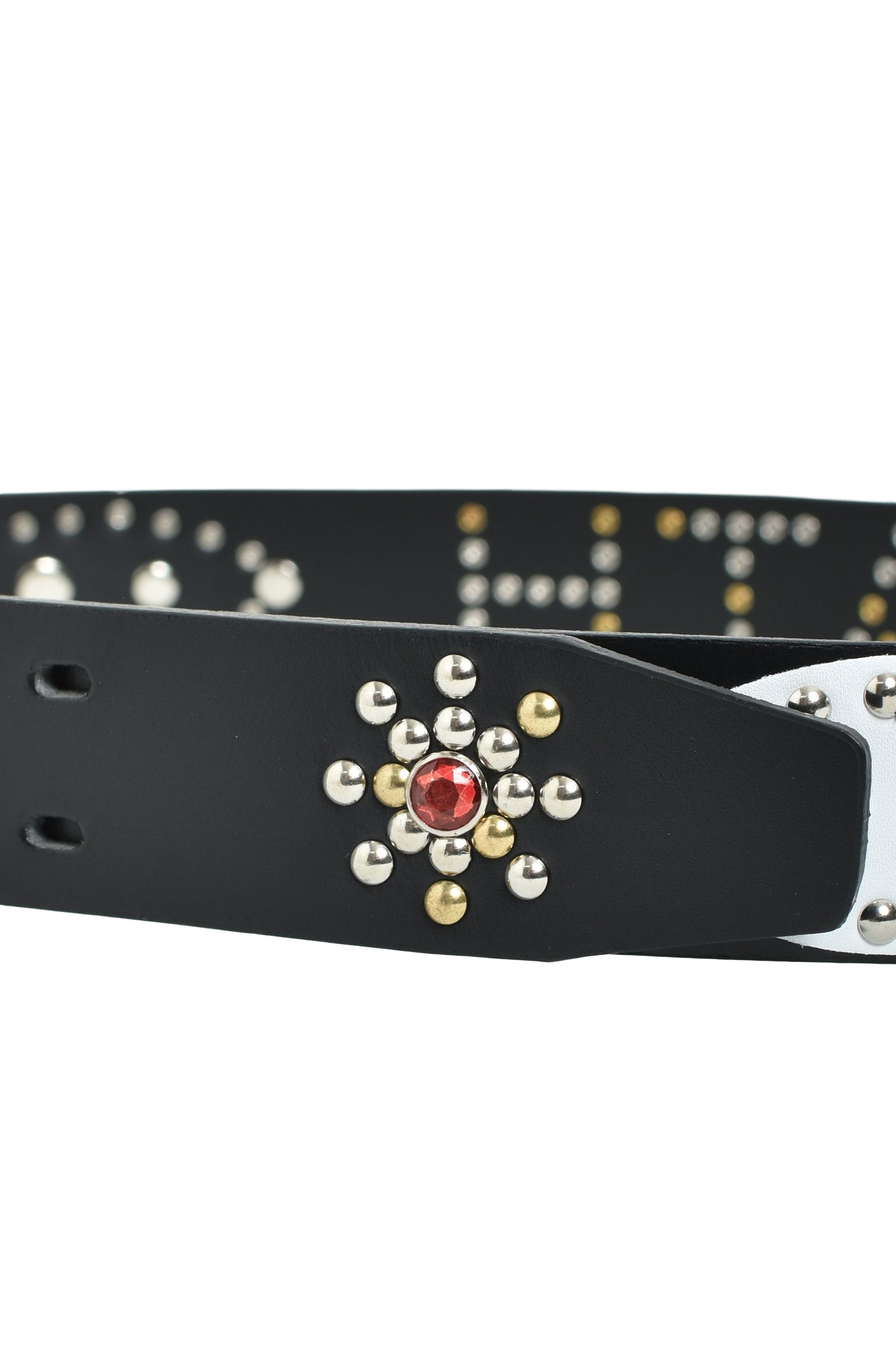 STUDS LOGO BELT / BLACK x MULTI