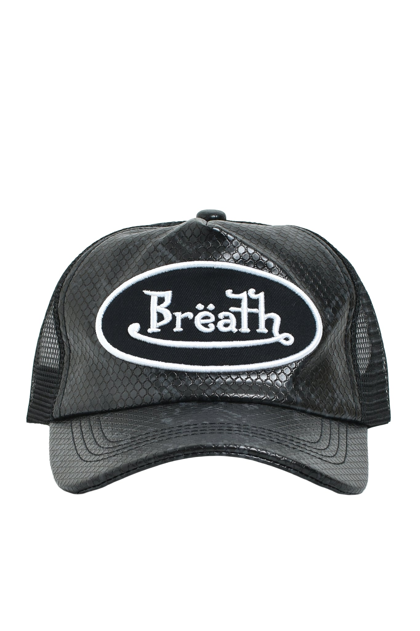 FAUX SNAKE LEATHER CAP / BLACK