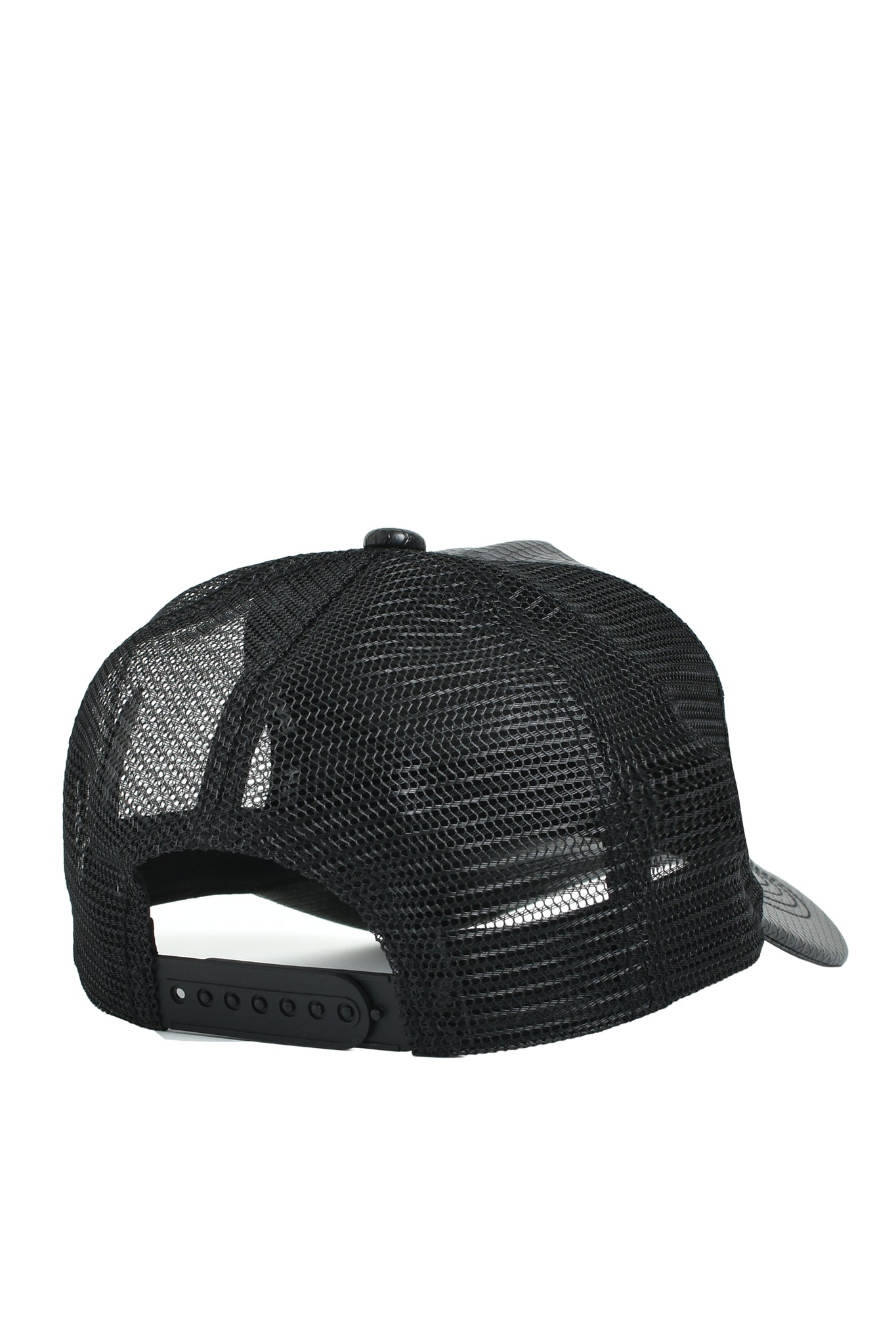 FAUX SNAKE LEATHER CAP / BLACK