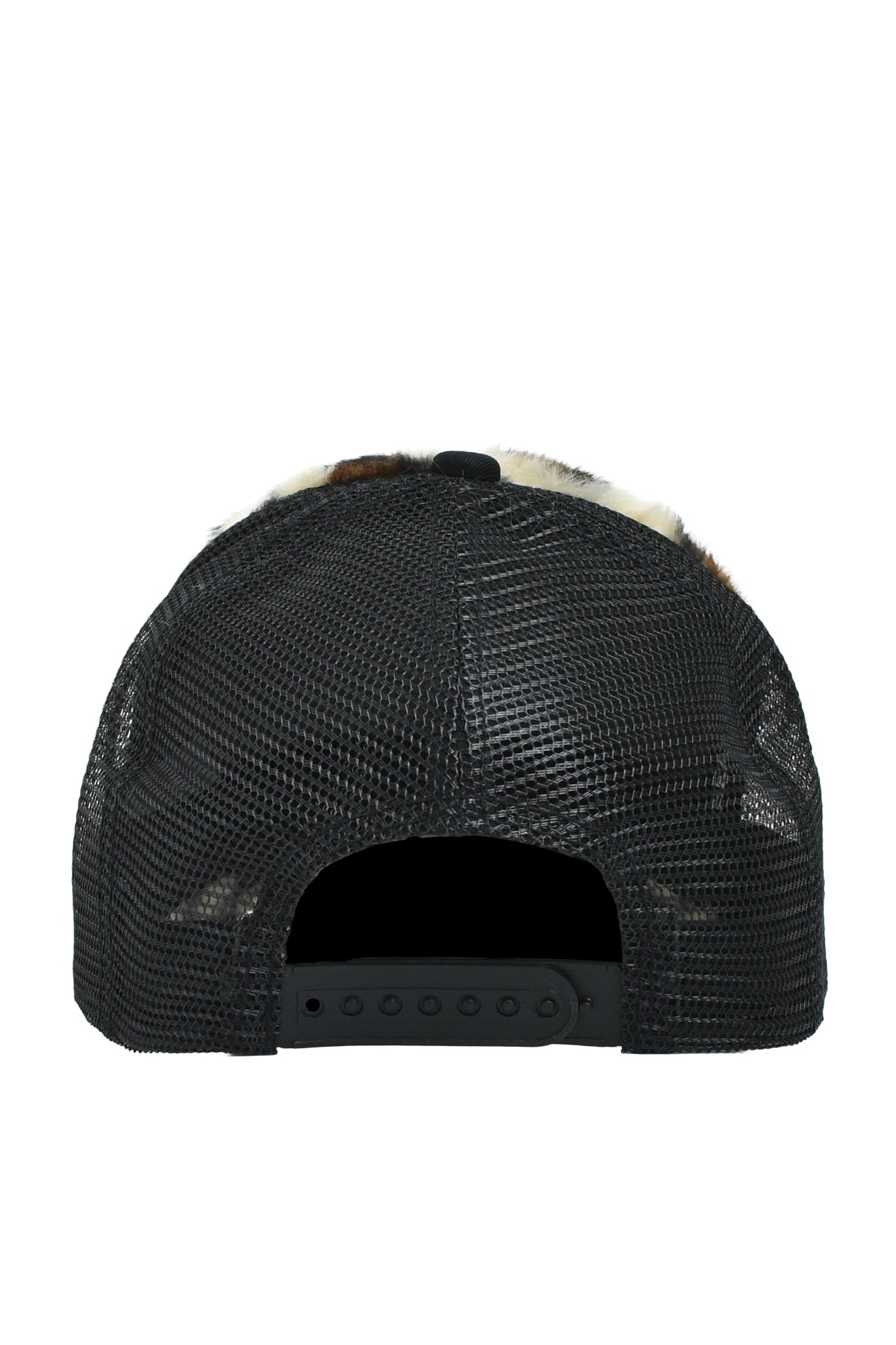 FAUX LEOPARD FUR CAP / BROWN