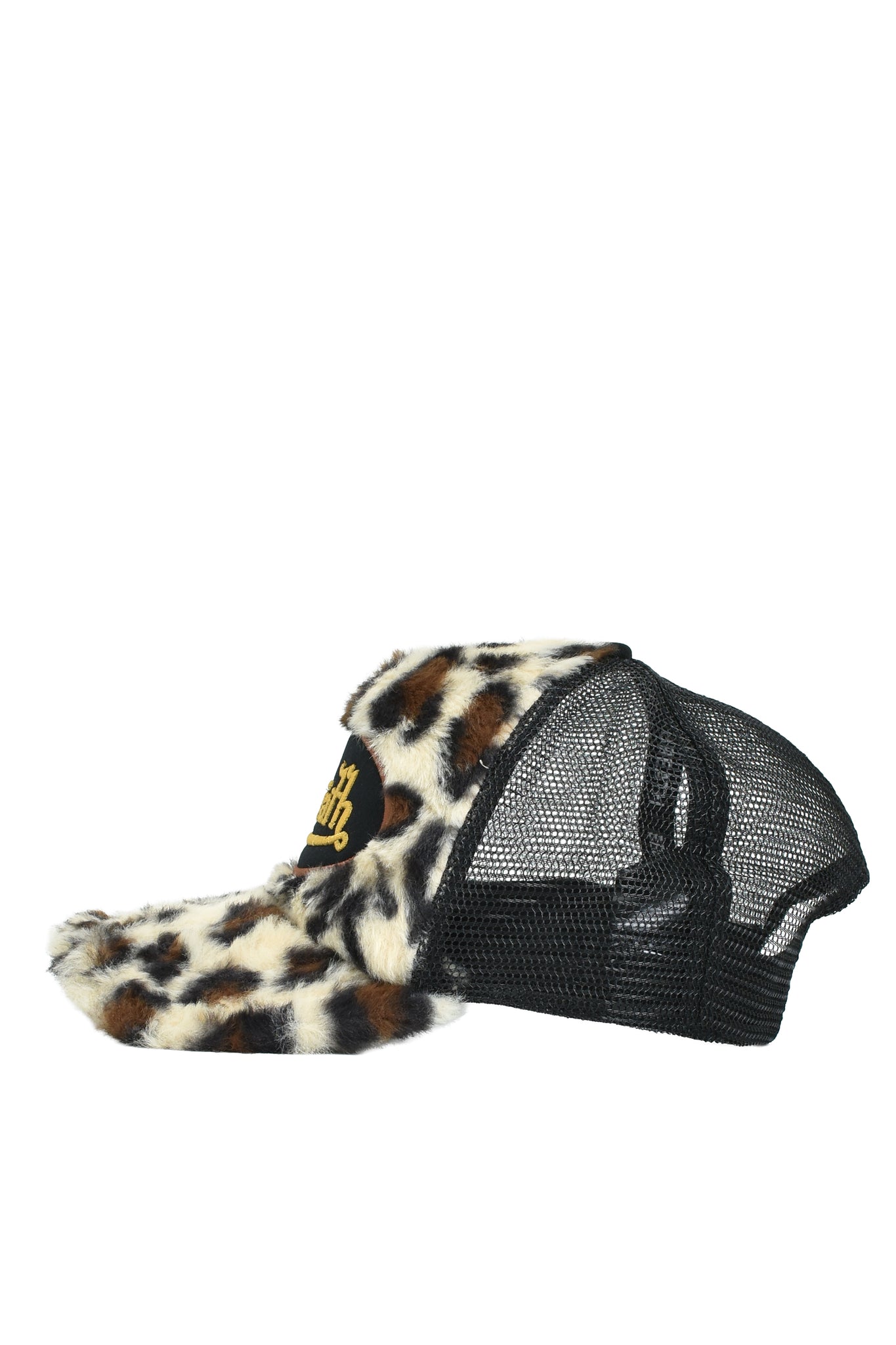 FAUX LEOPARD FUR CAP / BROWN