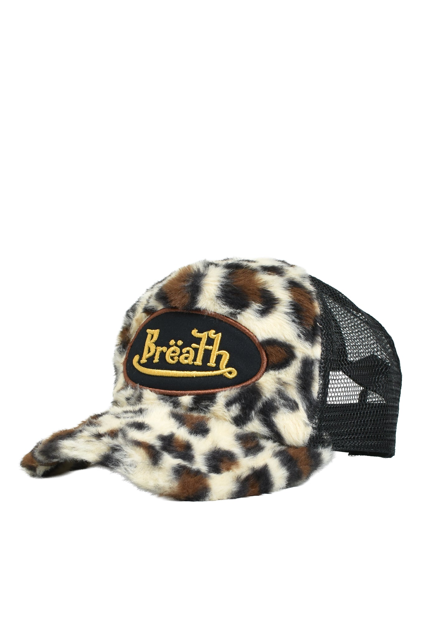 FAUX LEOPARD FUR CAP / BROWN