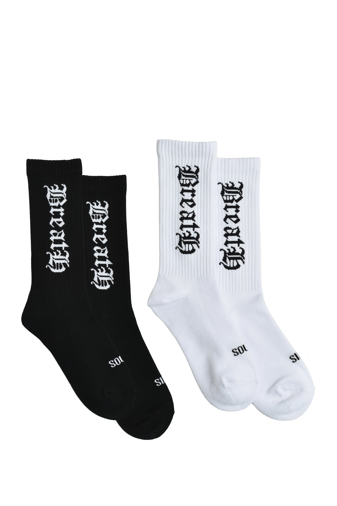 25SSM OLD ENGLISH LOGO SOCKS 2PACK / BLK&WHT