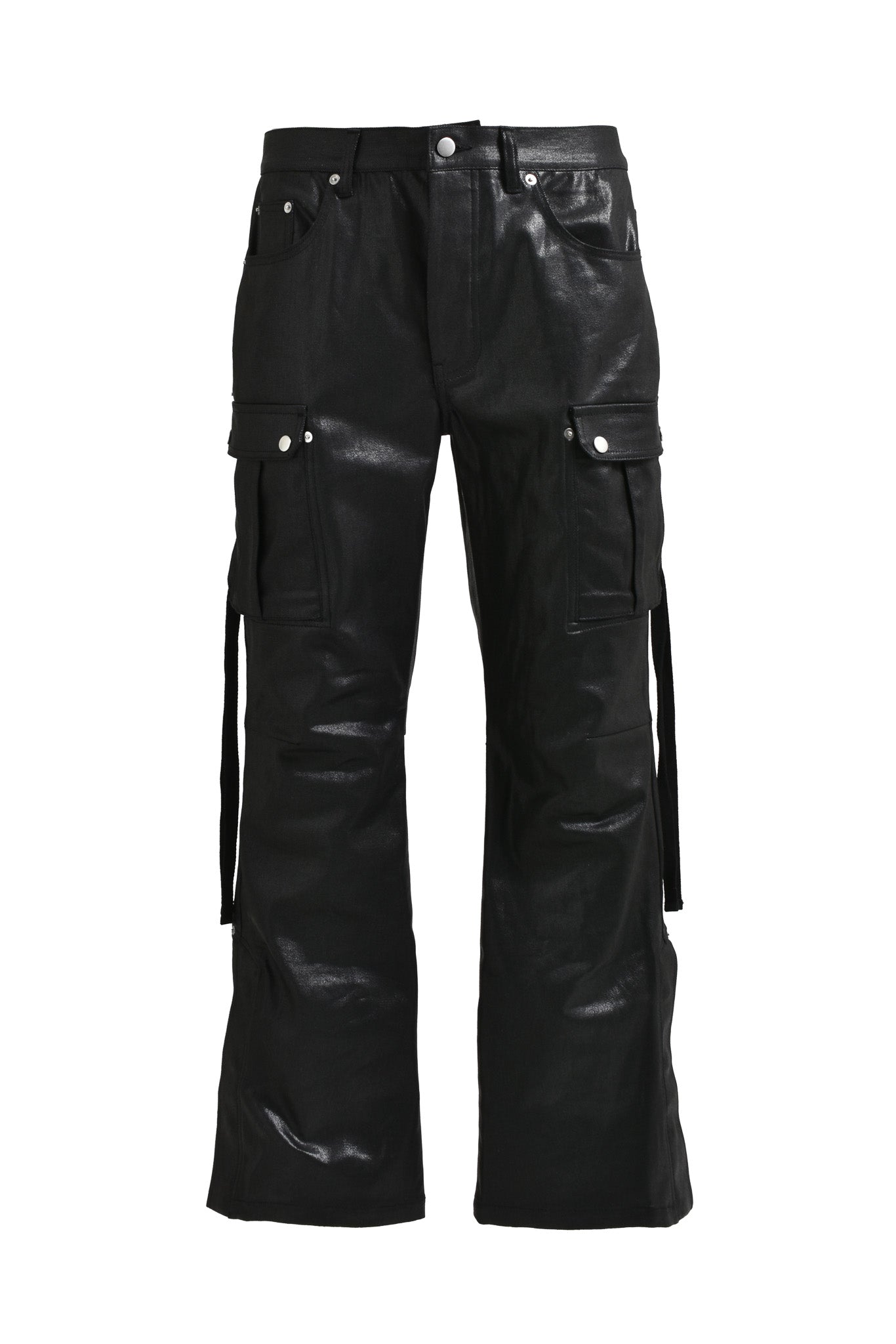 COATING BOOTCUT CARGO PANTS / BLACK