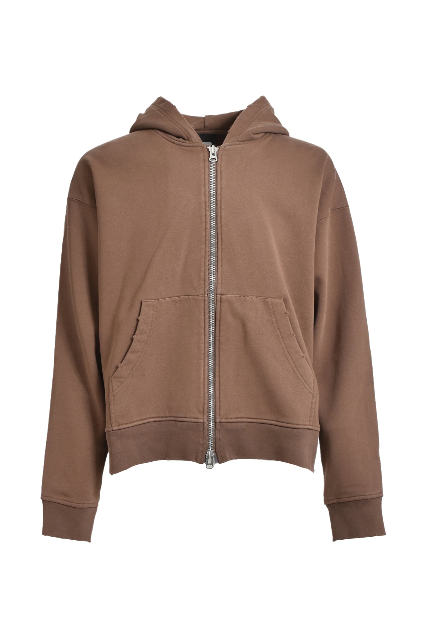 NEWRICH SHORT ZIP HOODIE / BROWN