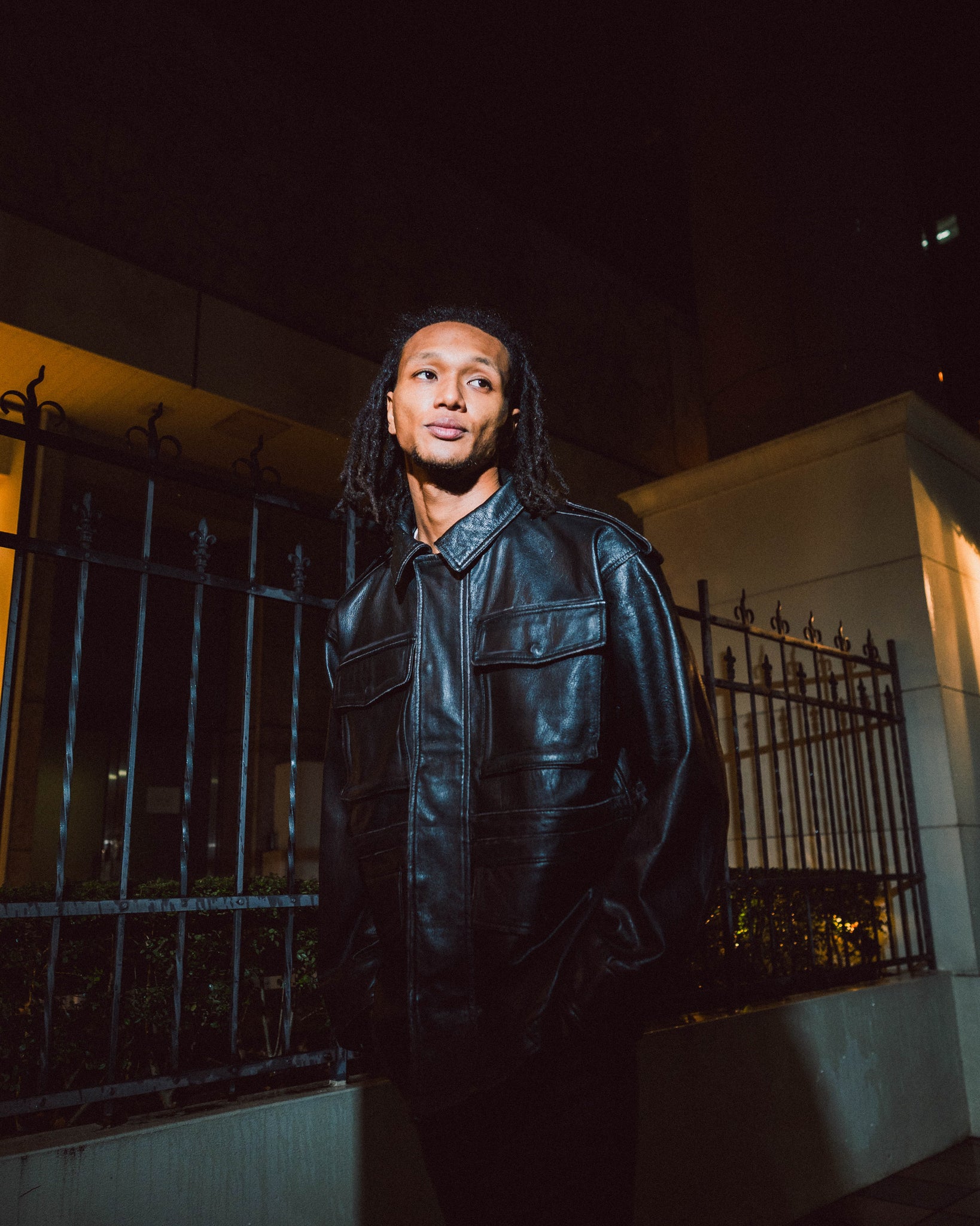 WASH LEATHER M-65 JACKET / BLACK