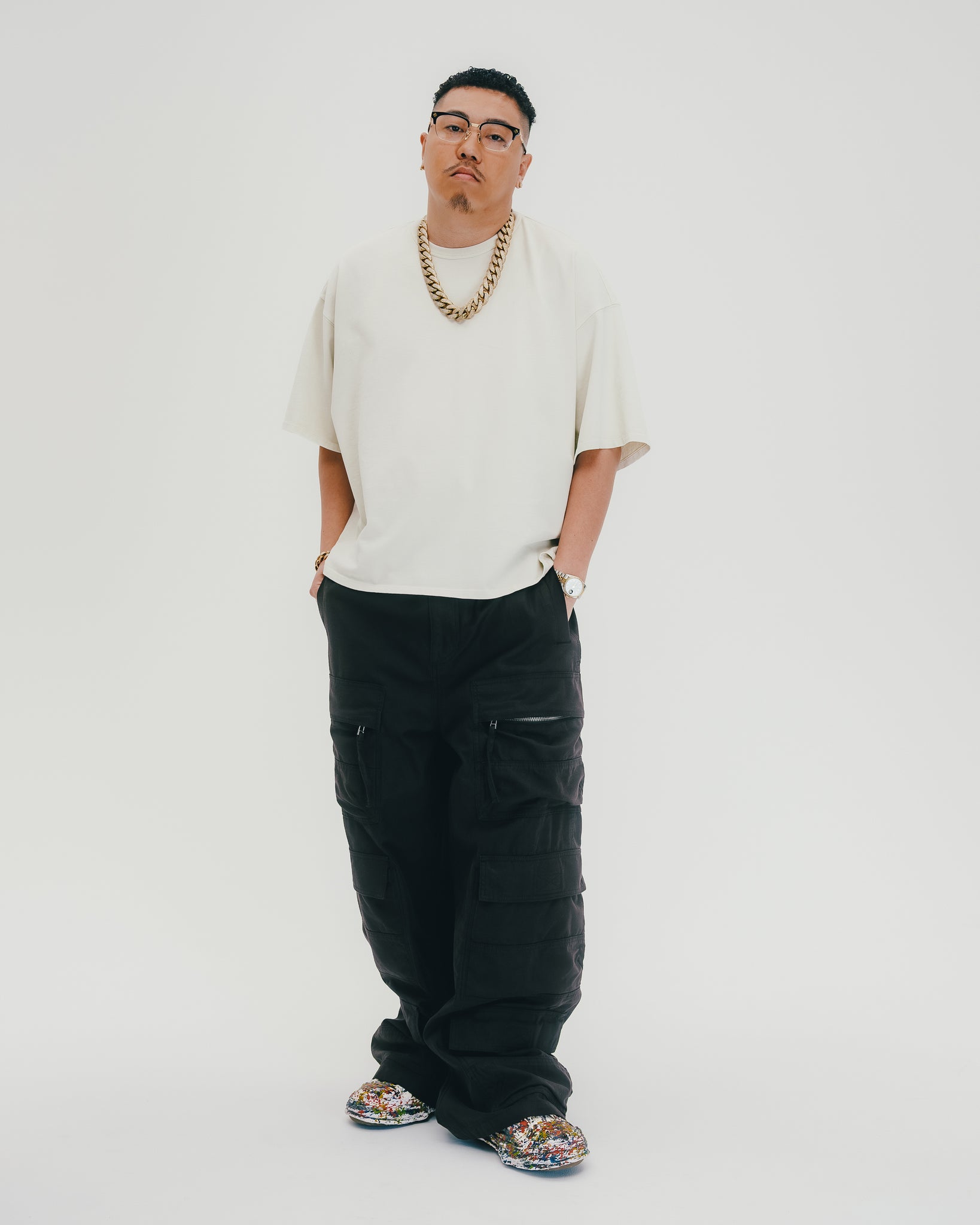 NEWRICH TRIPLE CARGO PANTS / COTTON BLACK
