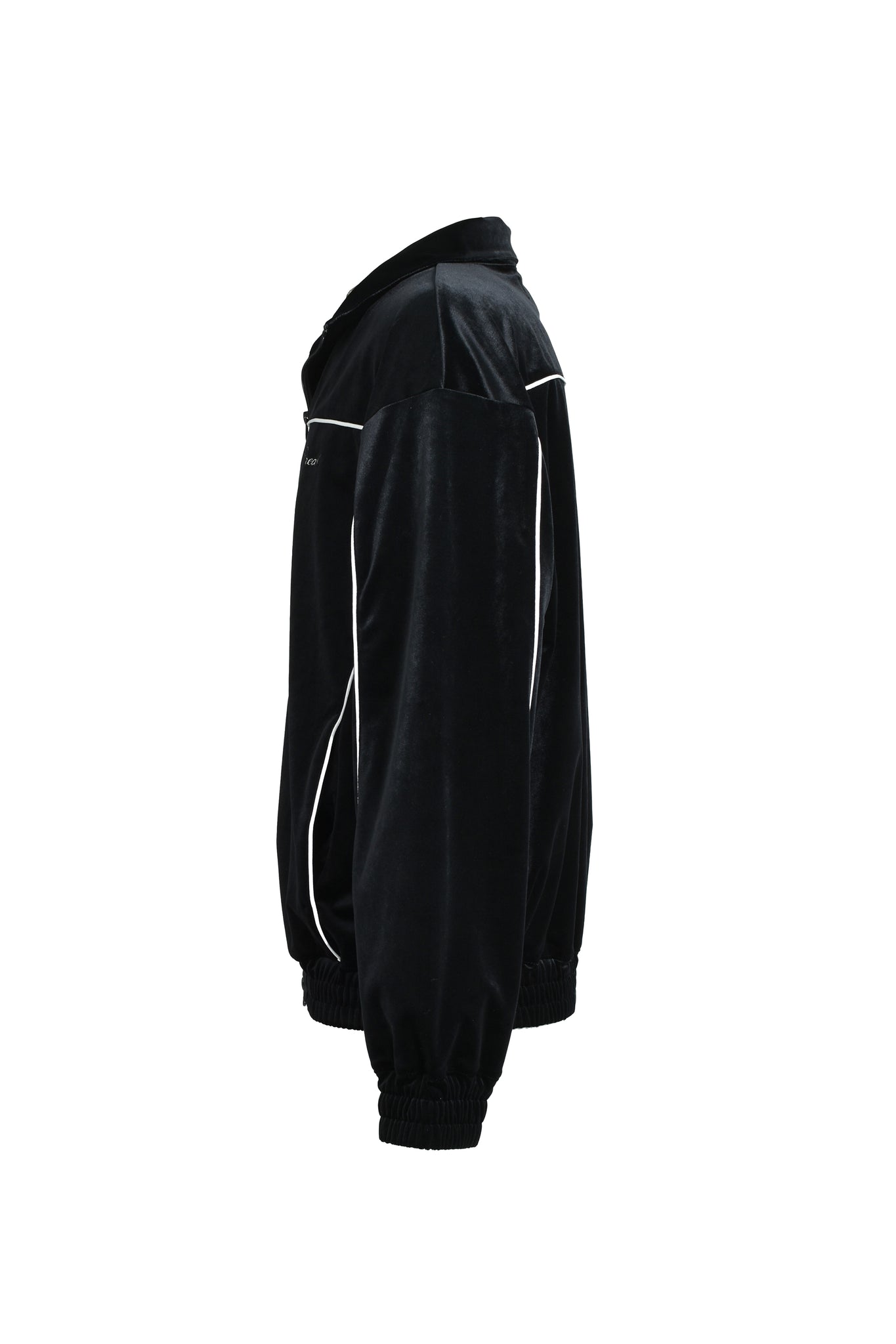 SCRIPT LOGO PIPING VELOUR JACKET / BLACK