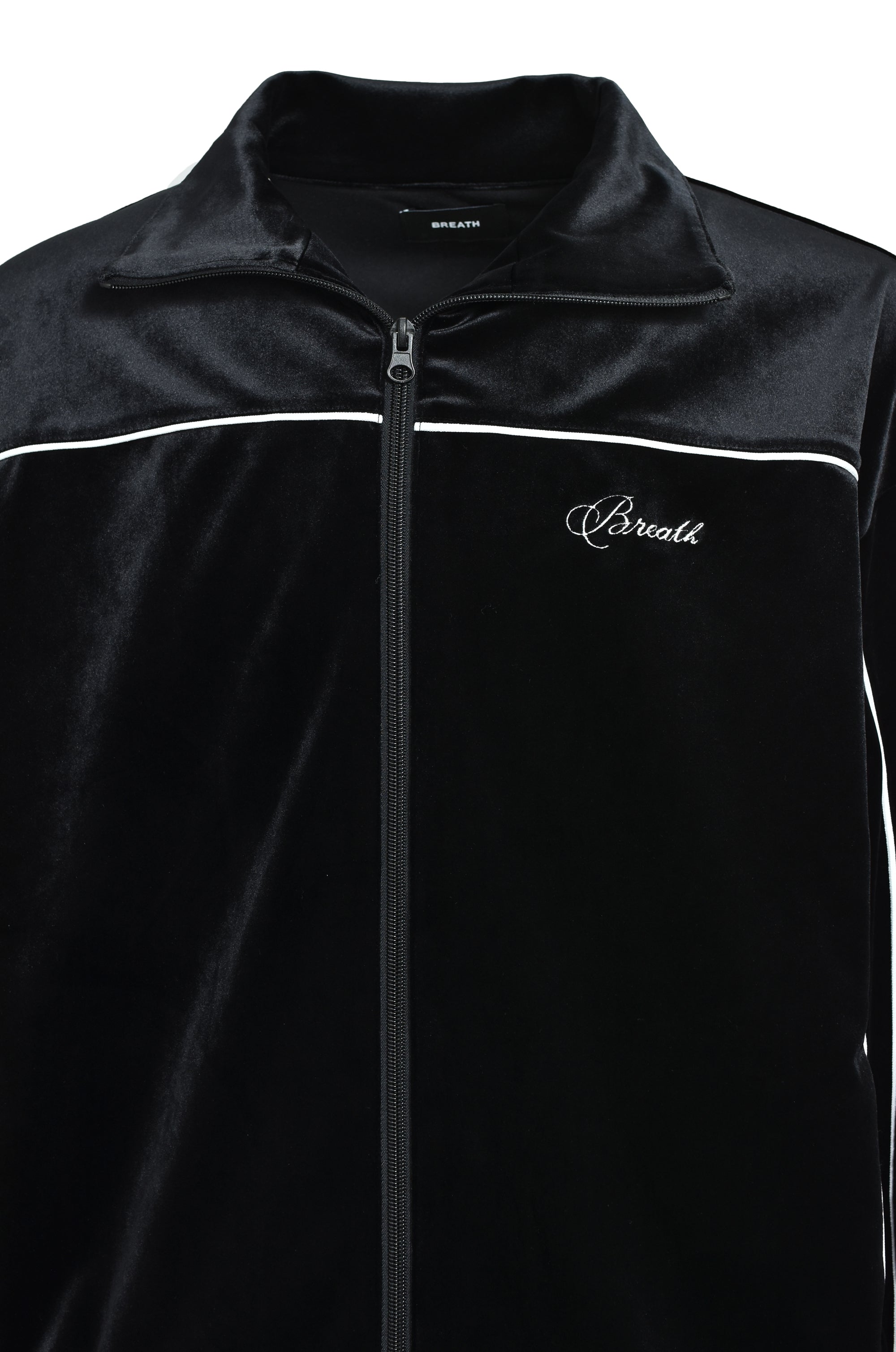 SCRIPT LOGO PIPING VELOUR JACKET / BLACK – BREATH - サイズ 着丈