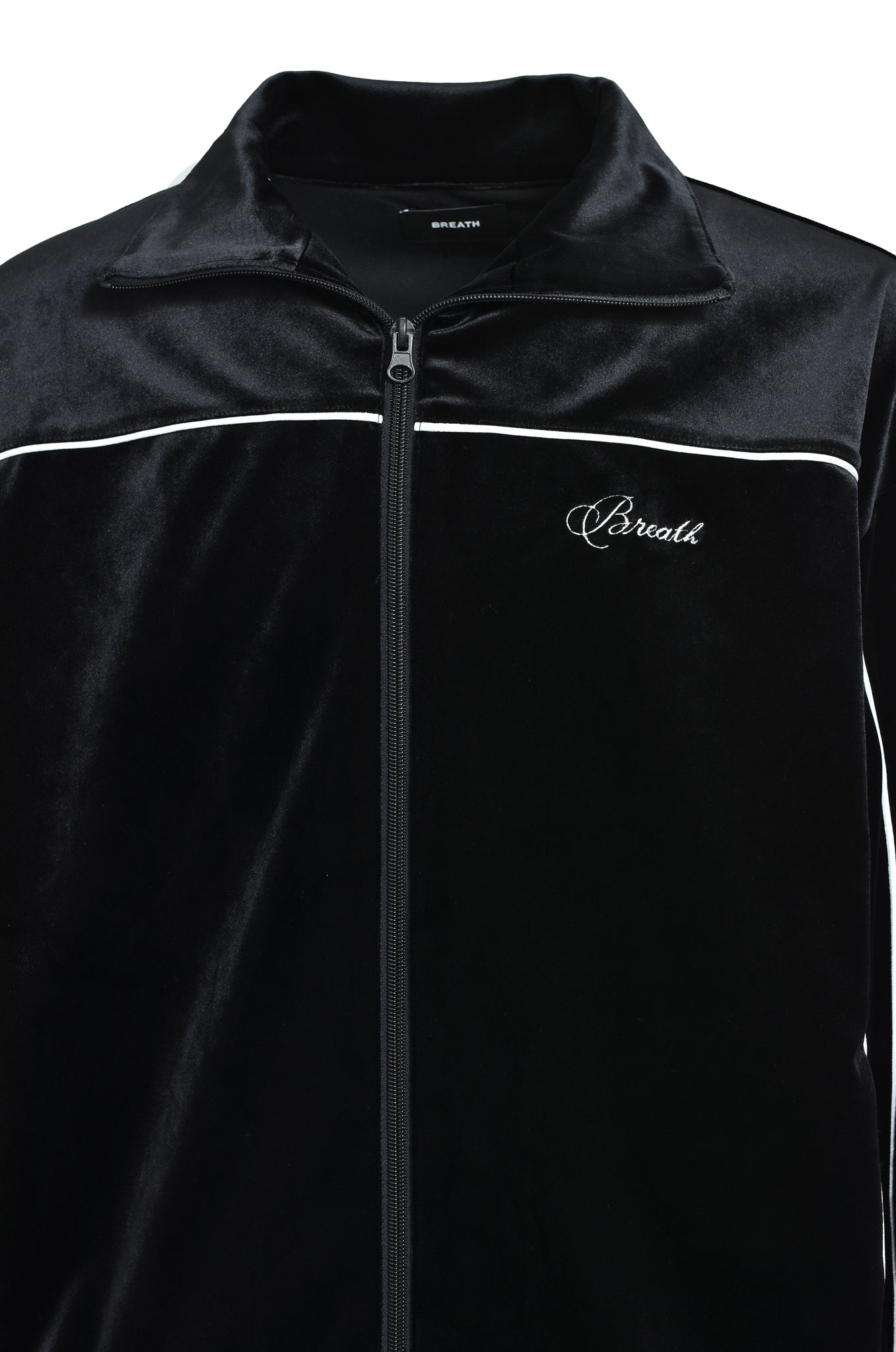 SCRIPT LOGO PIPING VELOUR JACKET / BLACK