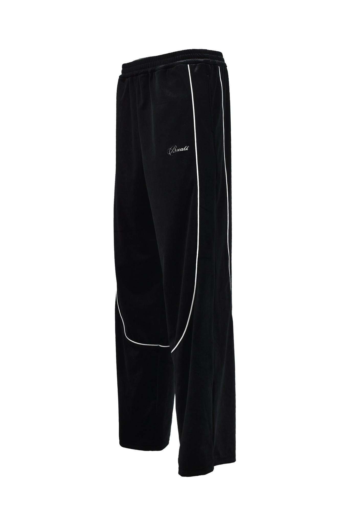 SCRIPT LOGO PIPING VELOUR TRACK PANTS / BLACK