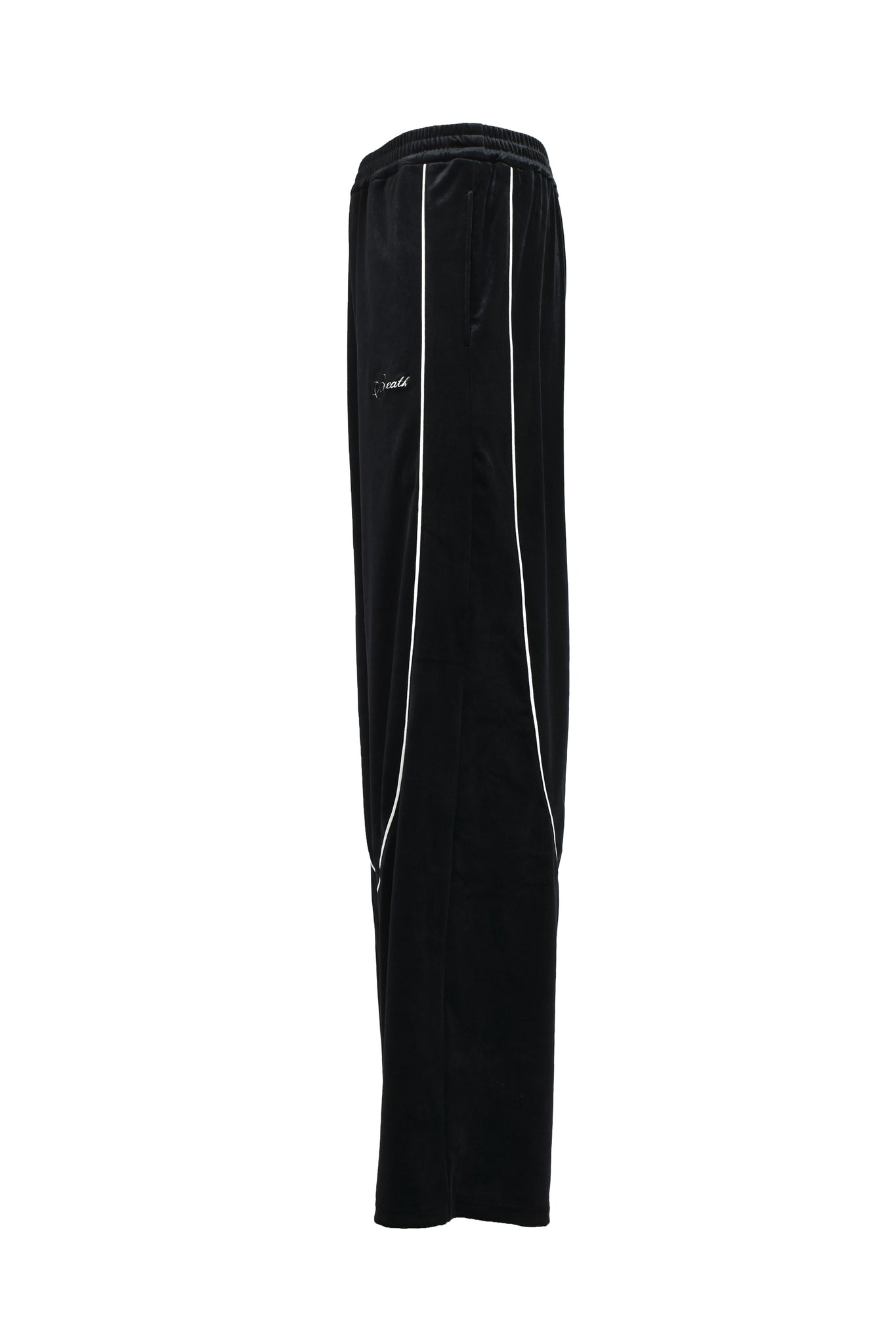 SCRIPT LOGO PIPING VELOUR TRACK PANTS / BLACK