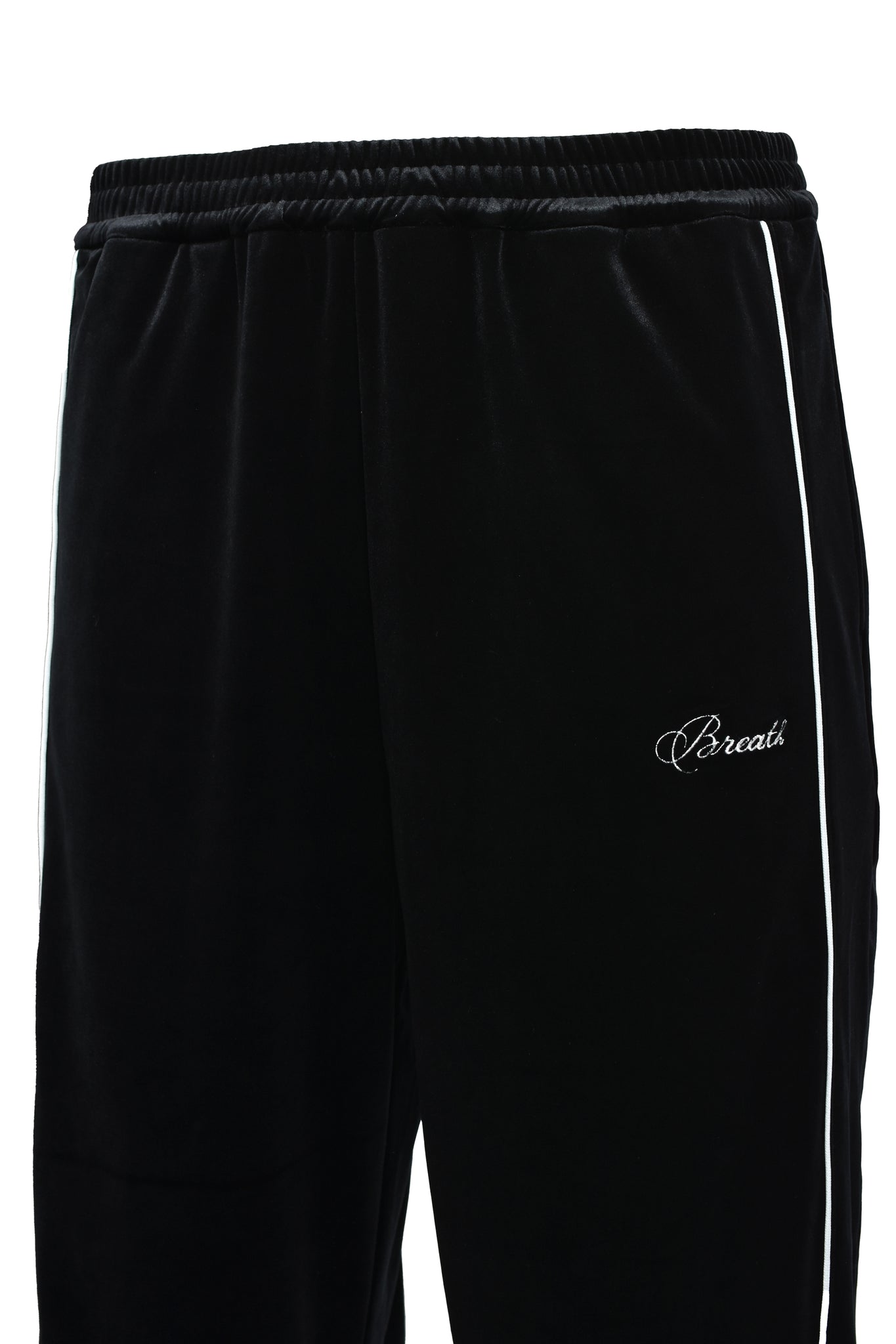 SCRIPT LOGO PIPING VELOUR TRACK PANTS / BLACK
