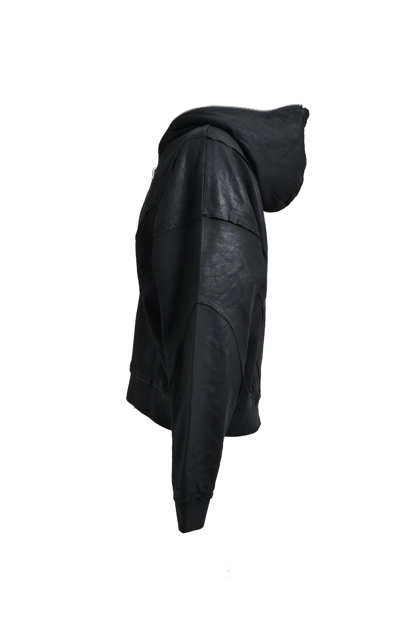 COATING ZIP UP HOODIE / BLACK