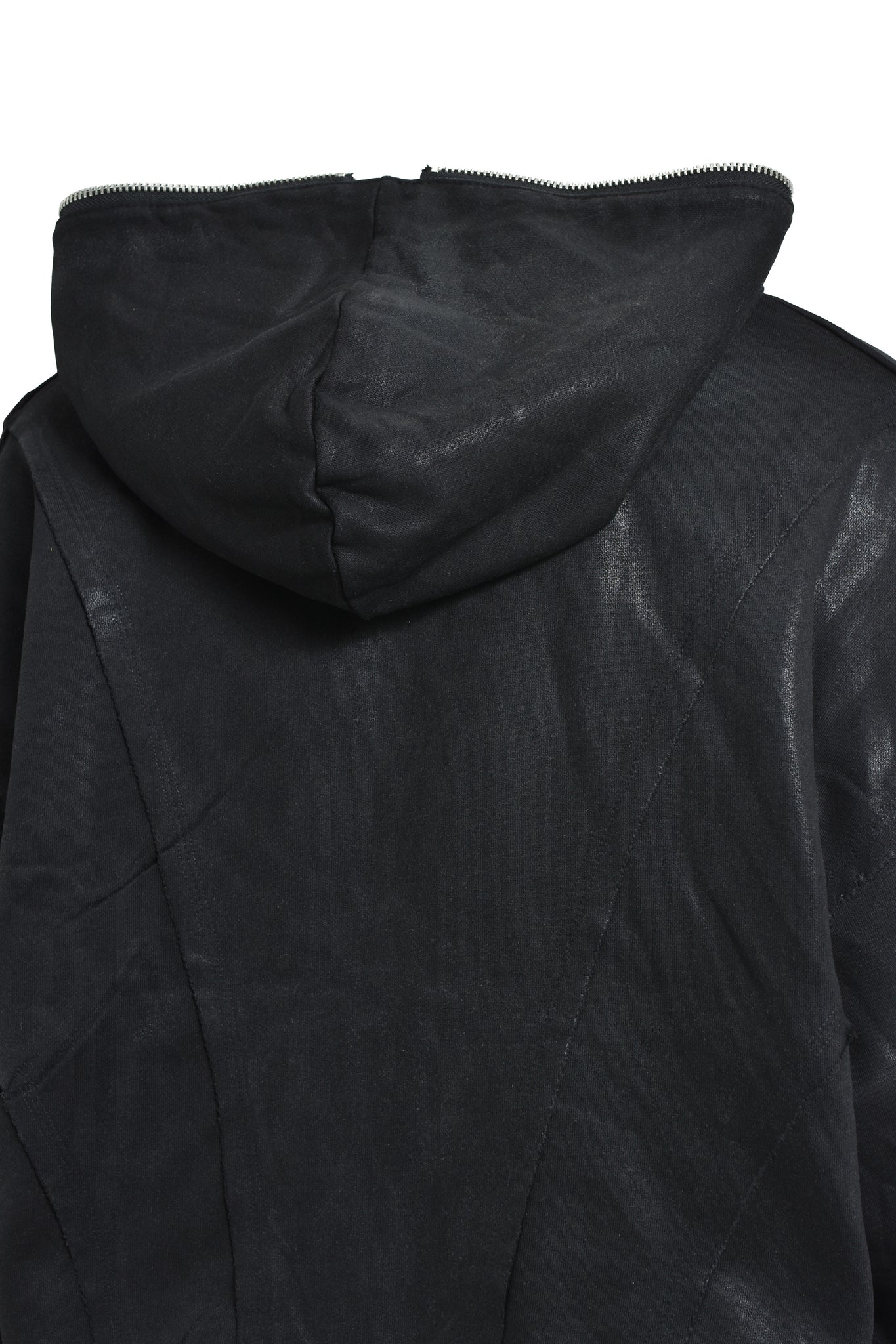 COATING ZIP UP HOODIE / BLACK