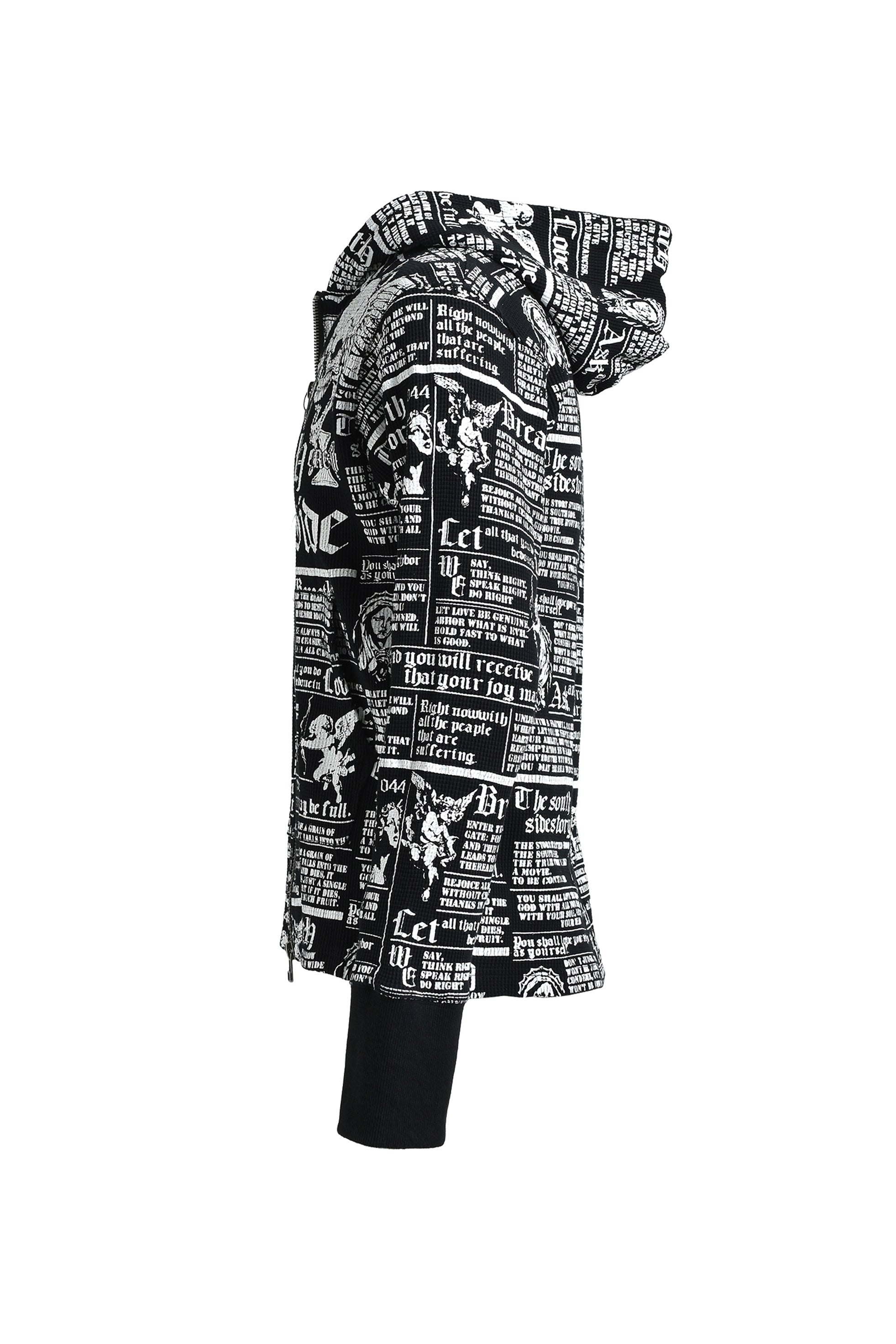 SKULL WASH WAFFLE ZIP UP HOODE / BLACK – BREATH - サイズ 着丈 身幅