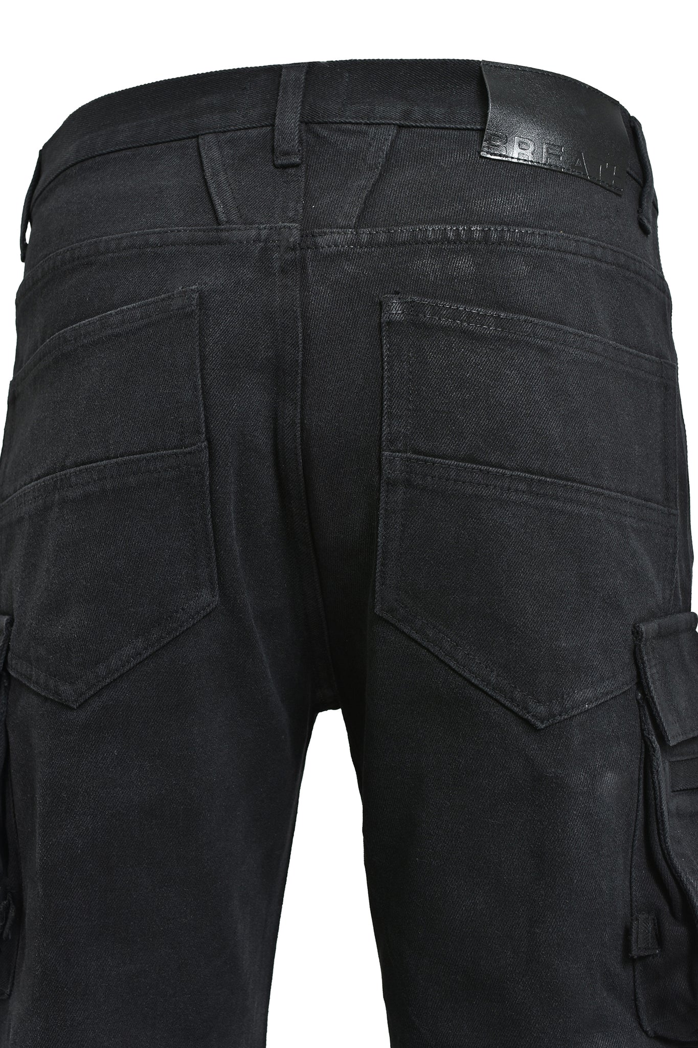 COATING DOUBLE KNEE FLARE DENIM / BLACK