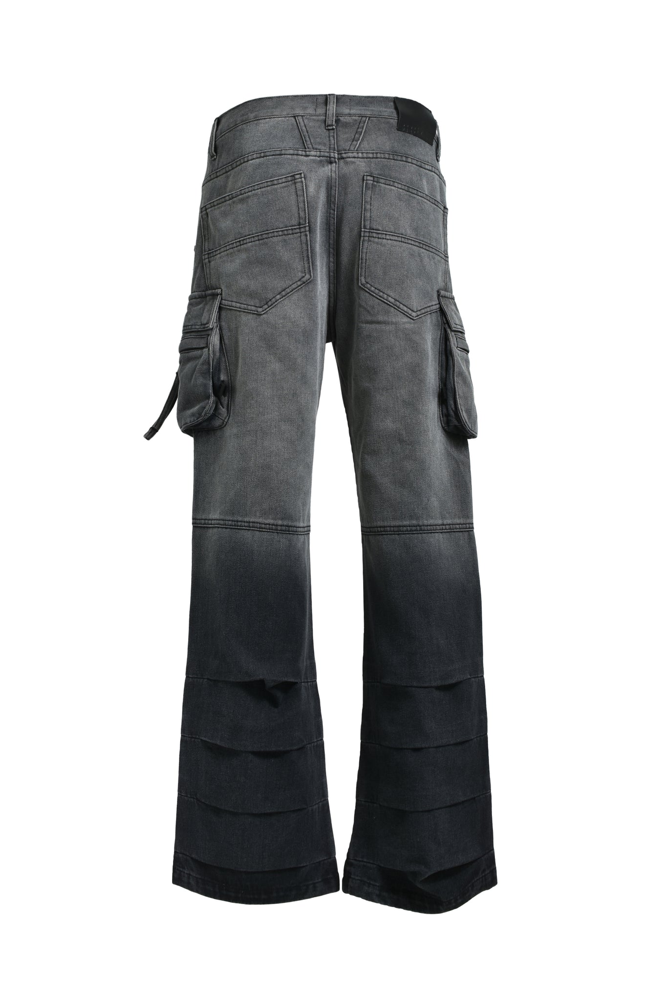 BLEACH DOUBLE KNEE FLARE DENIM / BLACK