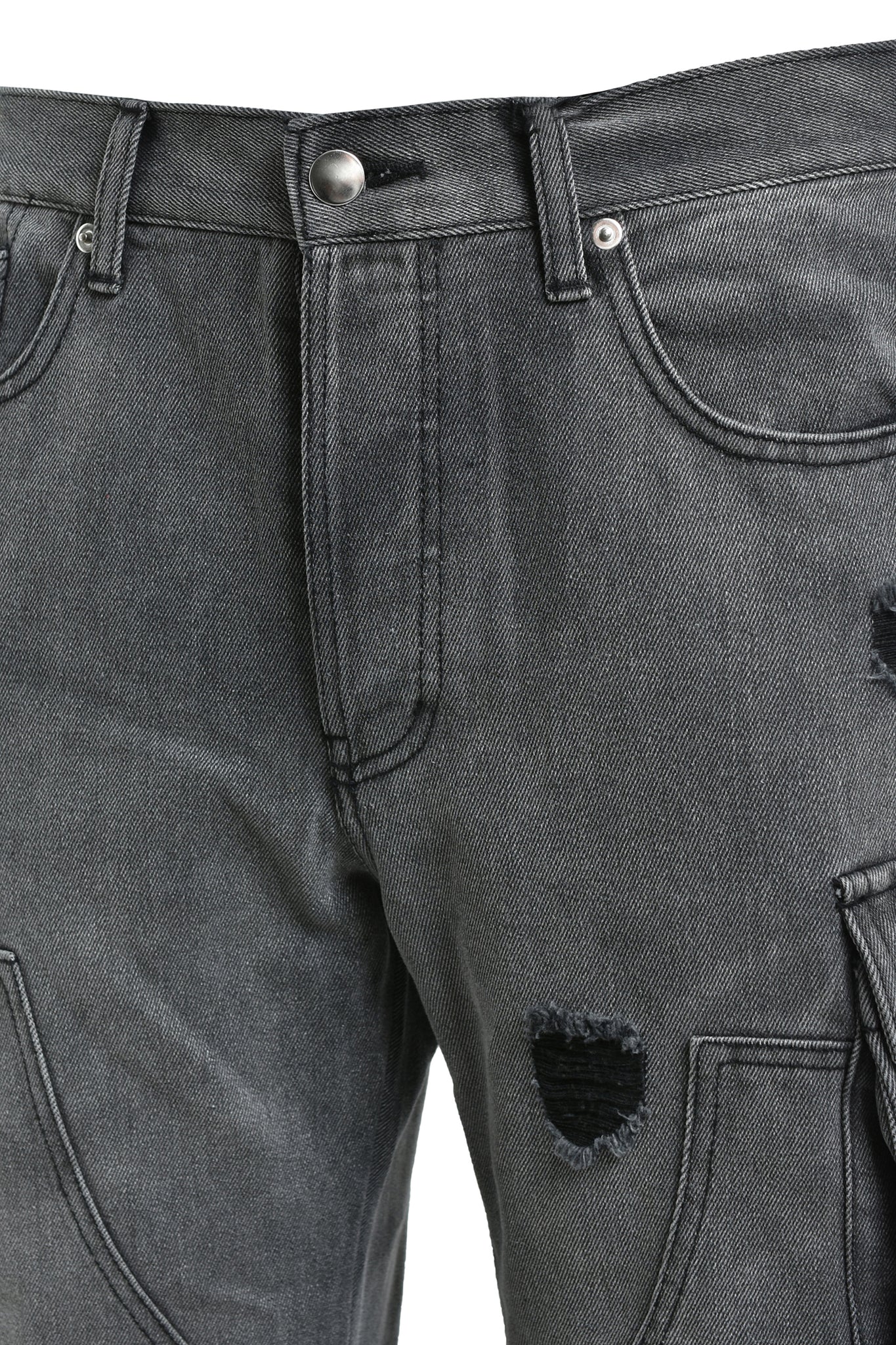 BLEACH DOUBLE KNEE FLARE DENIM / BLACK