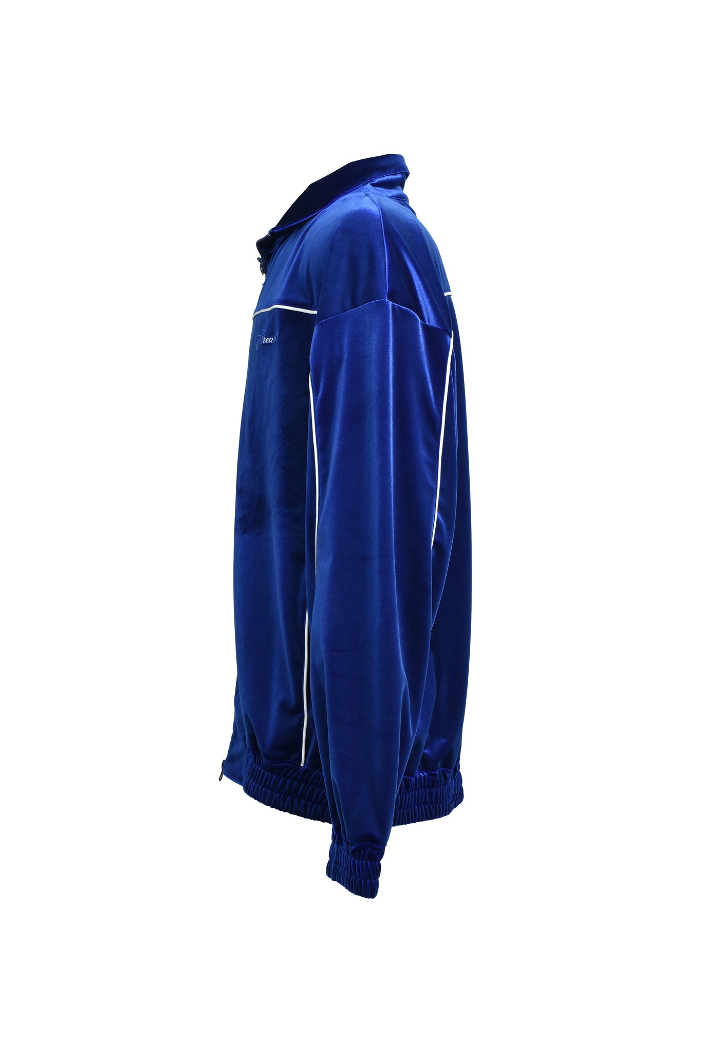 SCRIPT LOGO PIPING VELOUR JACKET / BLUE