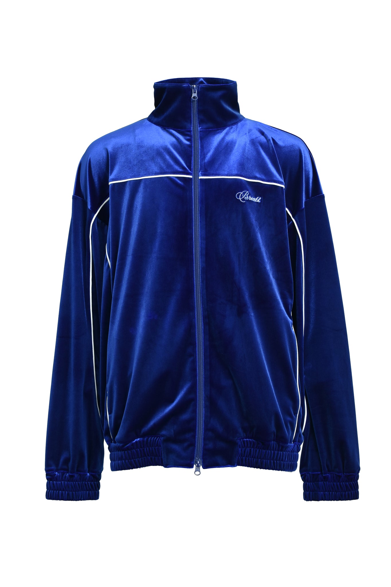 SCRIPT LOGO PIPING VELOUR JACKET / BLUE