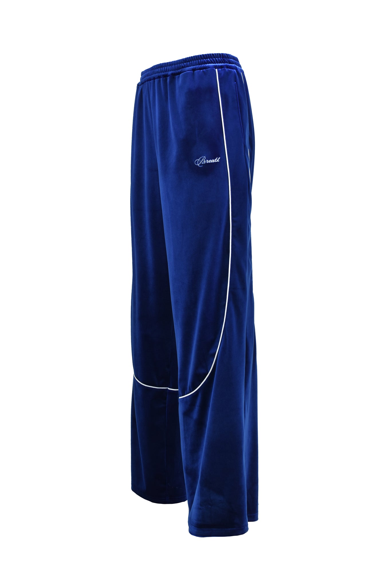SCRIPT LOGO PIPING VELOUR TRACK PANTS / BLUE