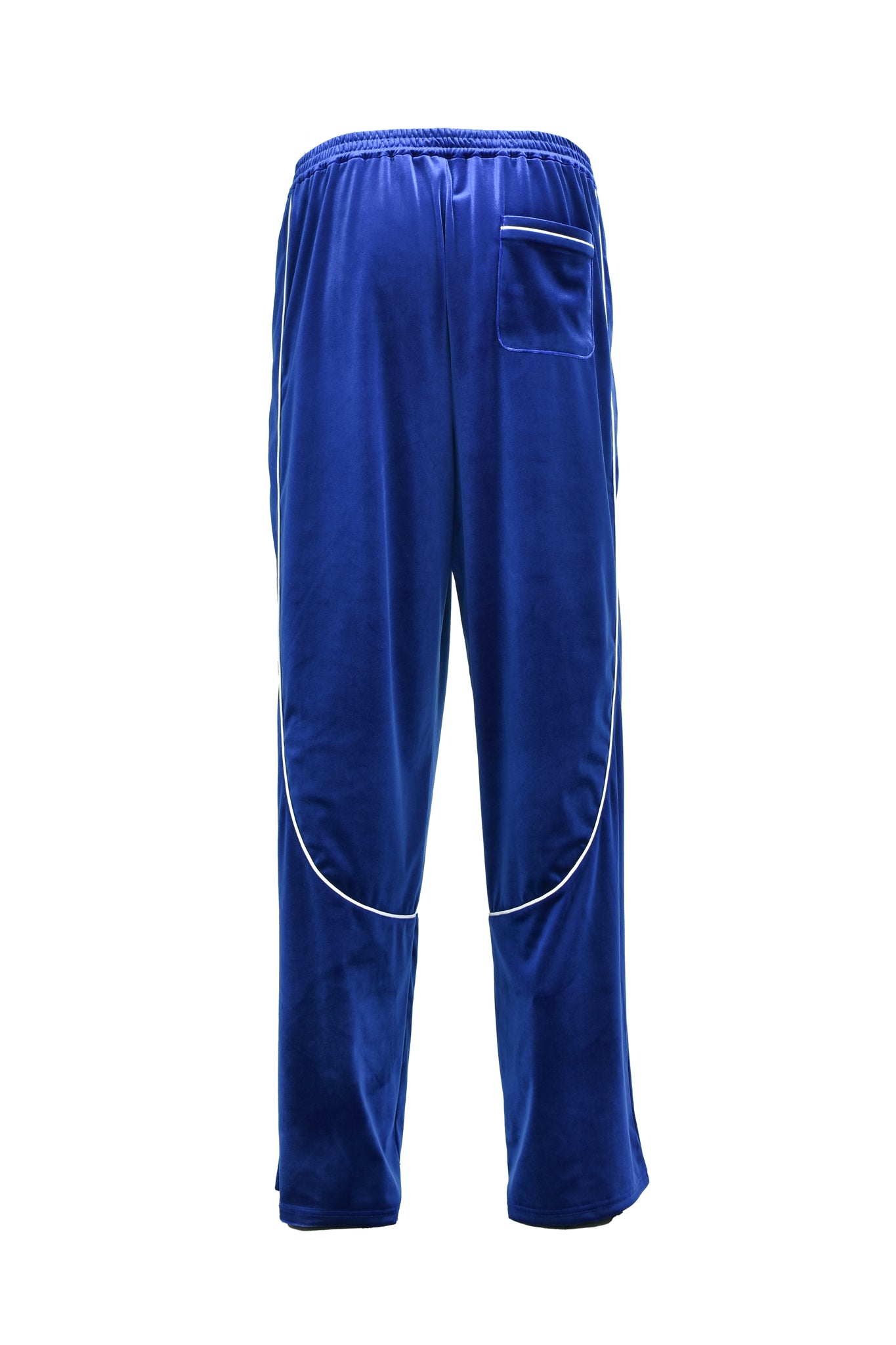 SCRIPT LOGO PIPING VELOUR TRACK PANTS / BLUE