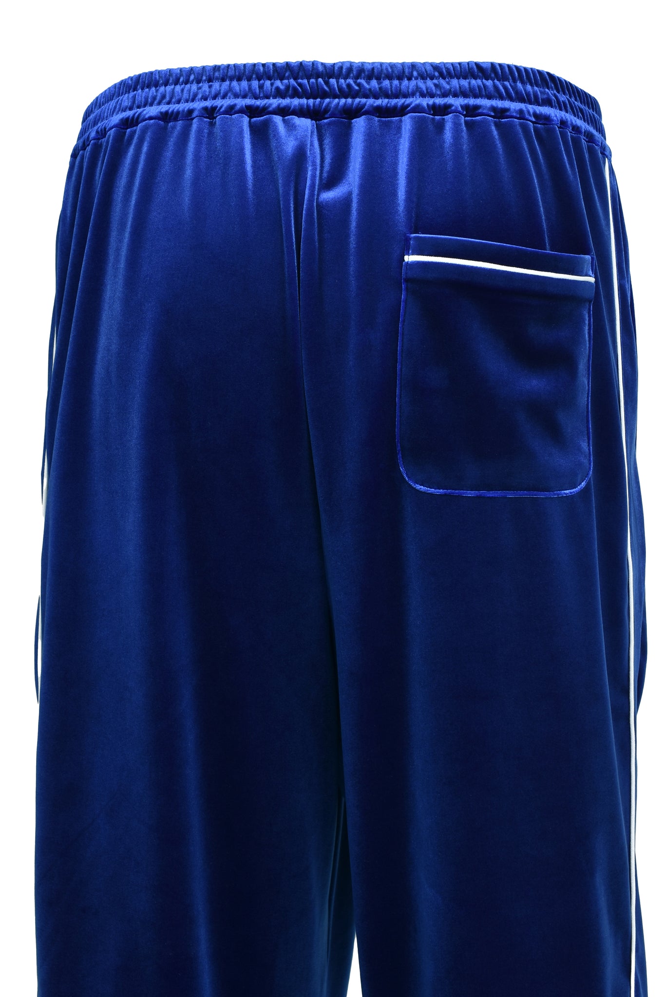 SCRIPT LOGO PIPING VELOUR TRACK PANTS / BLUE