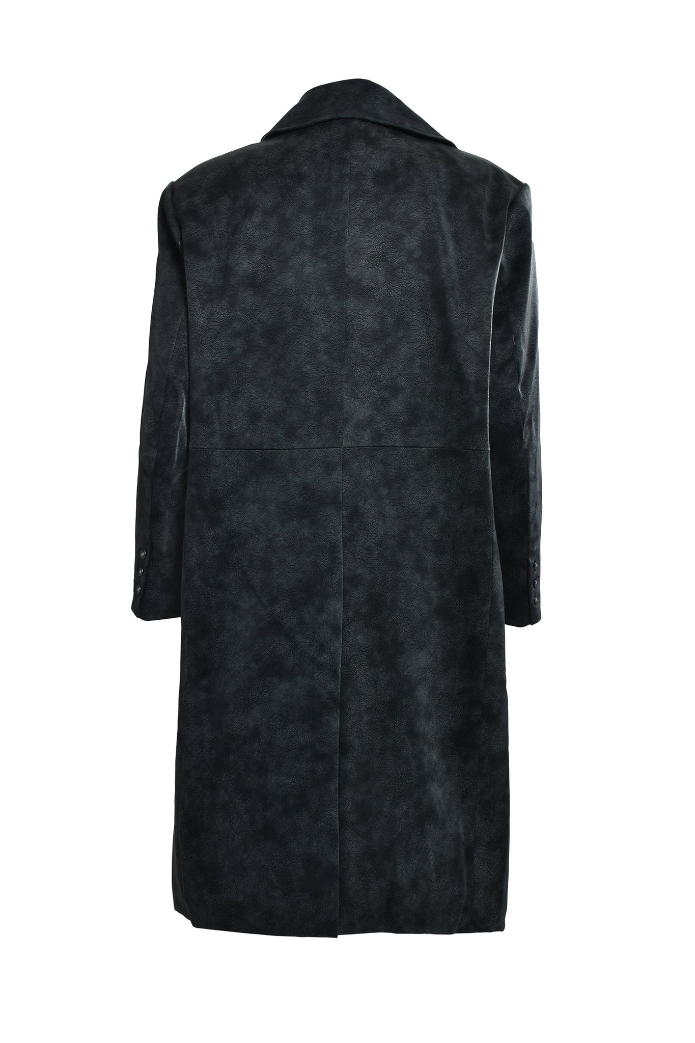 FAUX LEATHER DOUBLE BREASTED COAT / BLACK