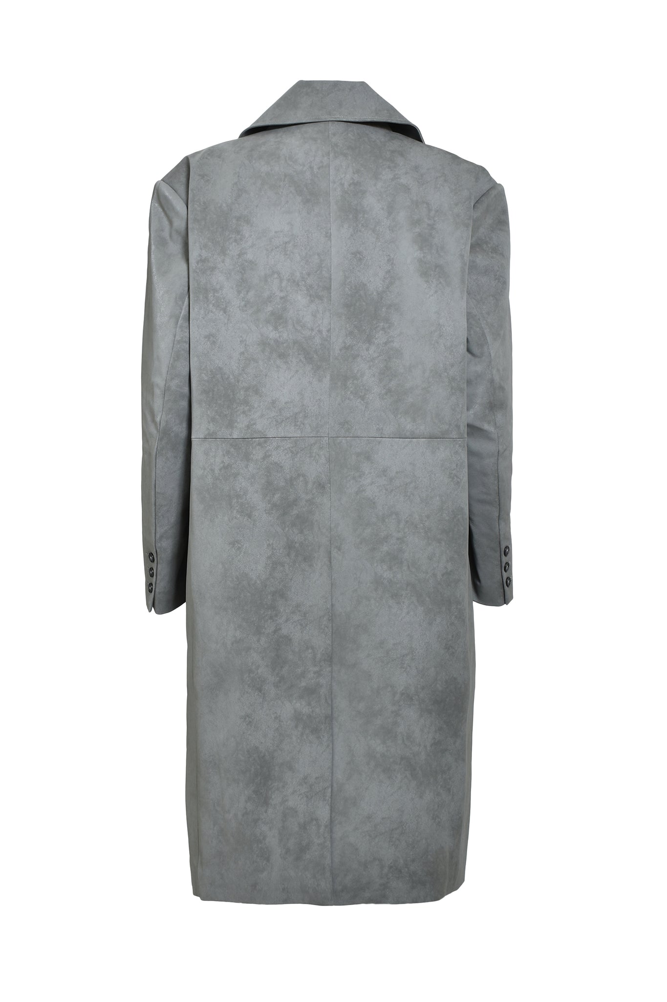 FAUX LEATHER DOUBLE BREASTED COAT / GREY