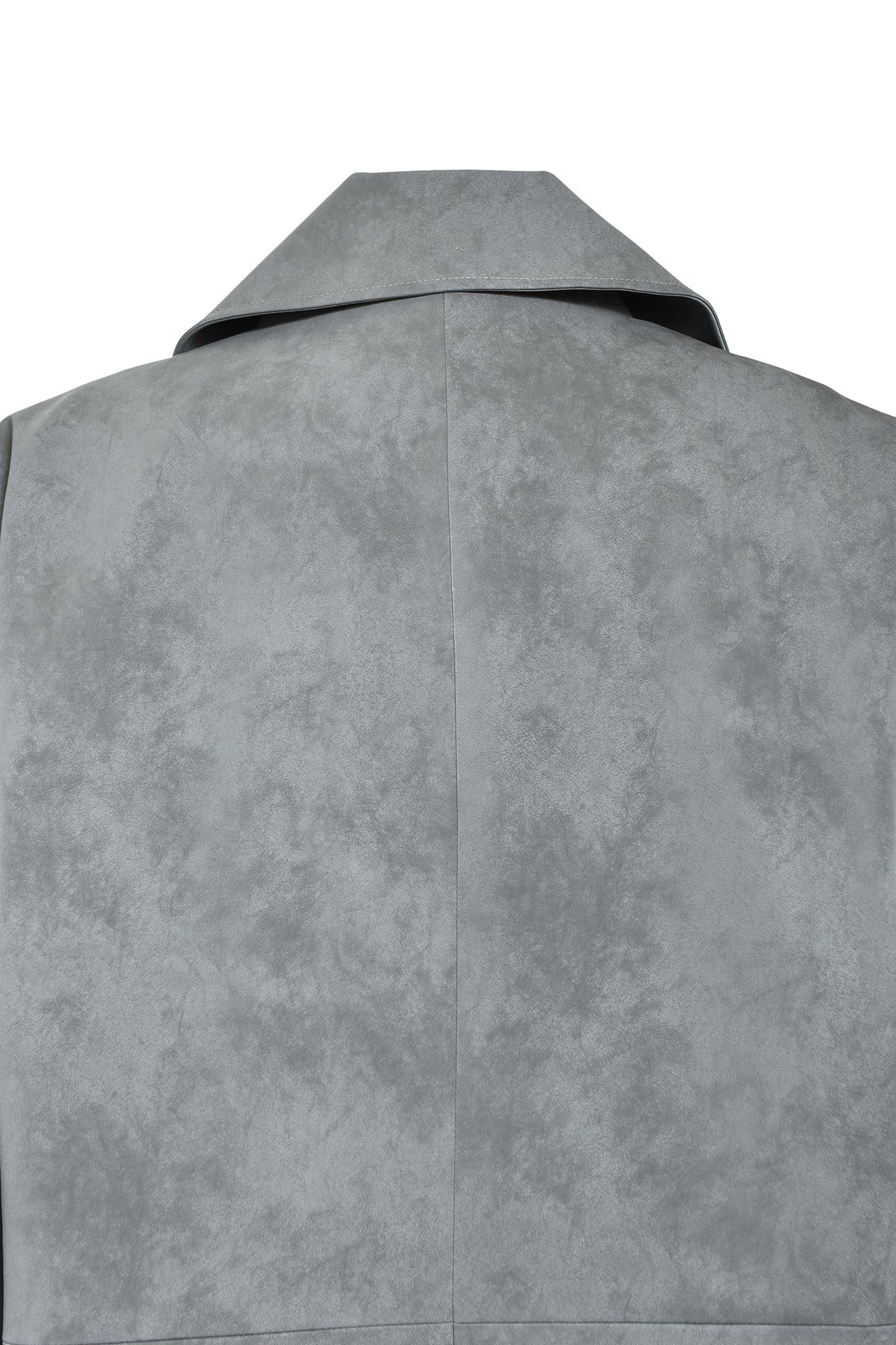 FAUX LEATHER DOUBLE BREASTED COAT / GREY