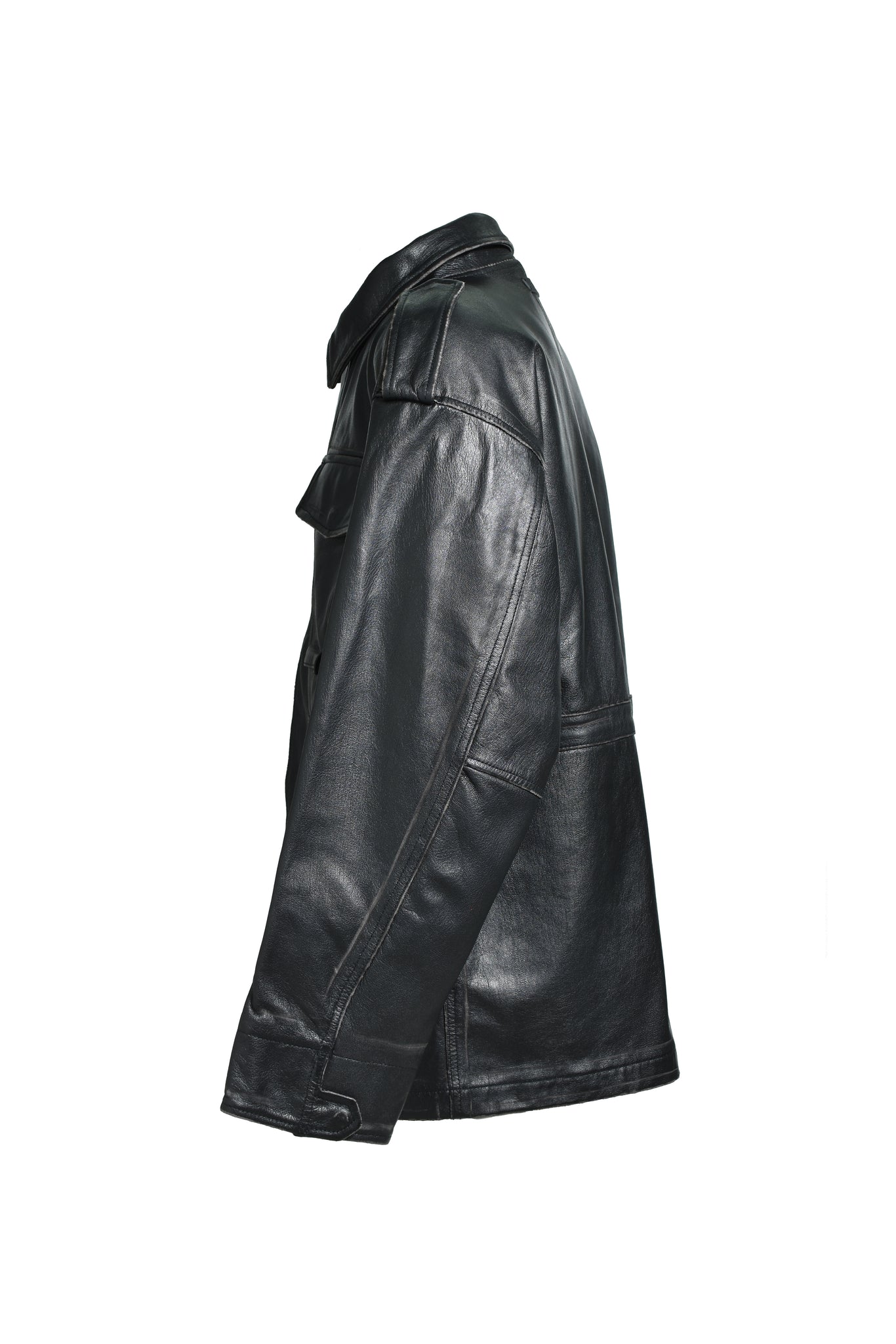 WASH LEATHER M-65 JACKET / BLACK