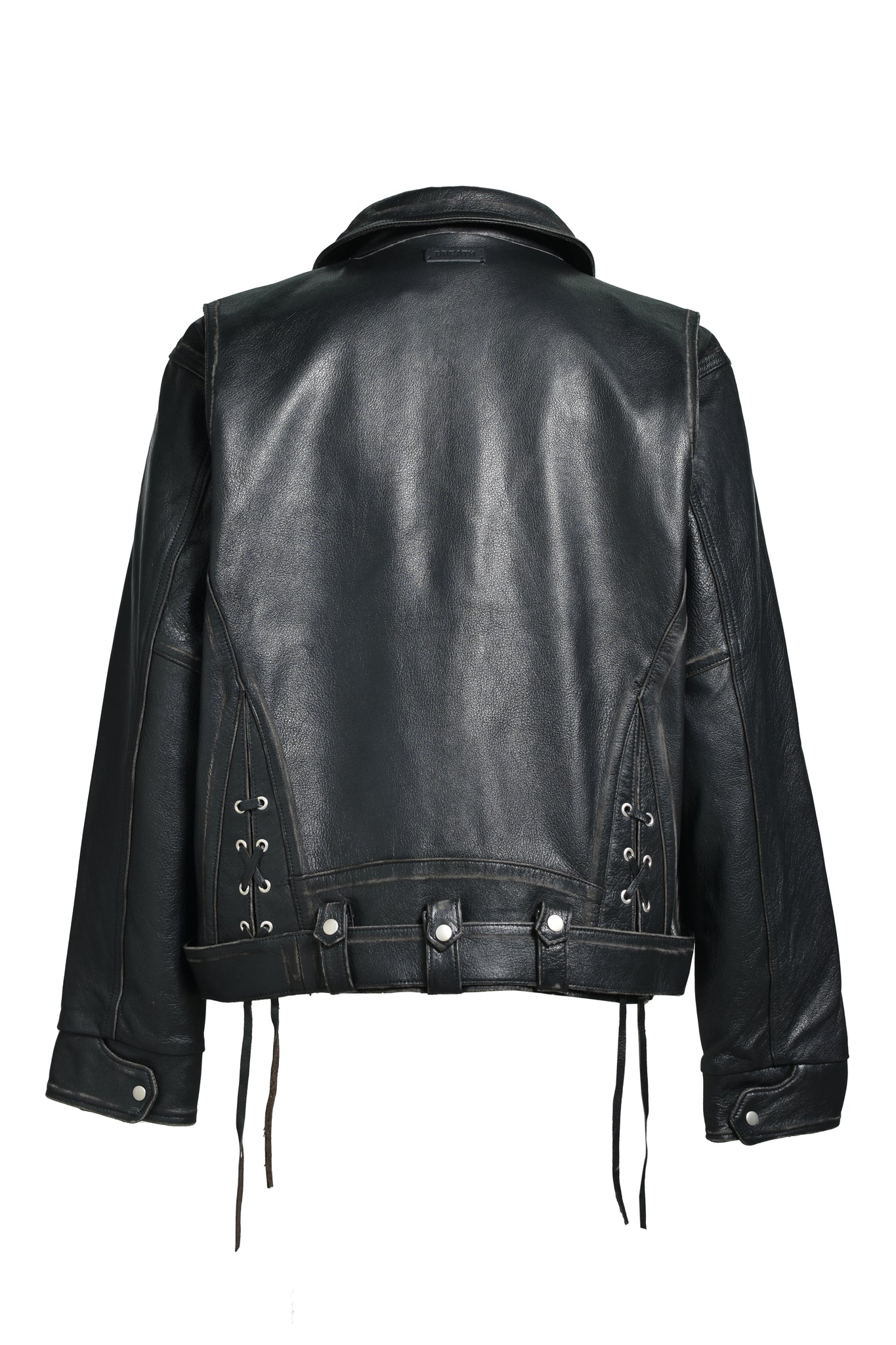 WASH LEATHER SINGLE RIDERS JACKET / BLACK