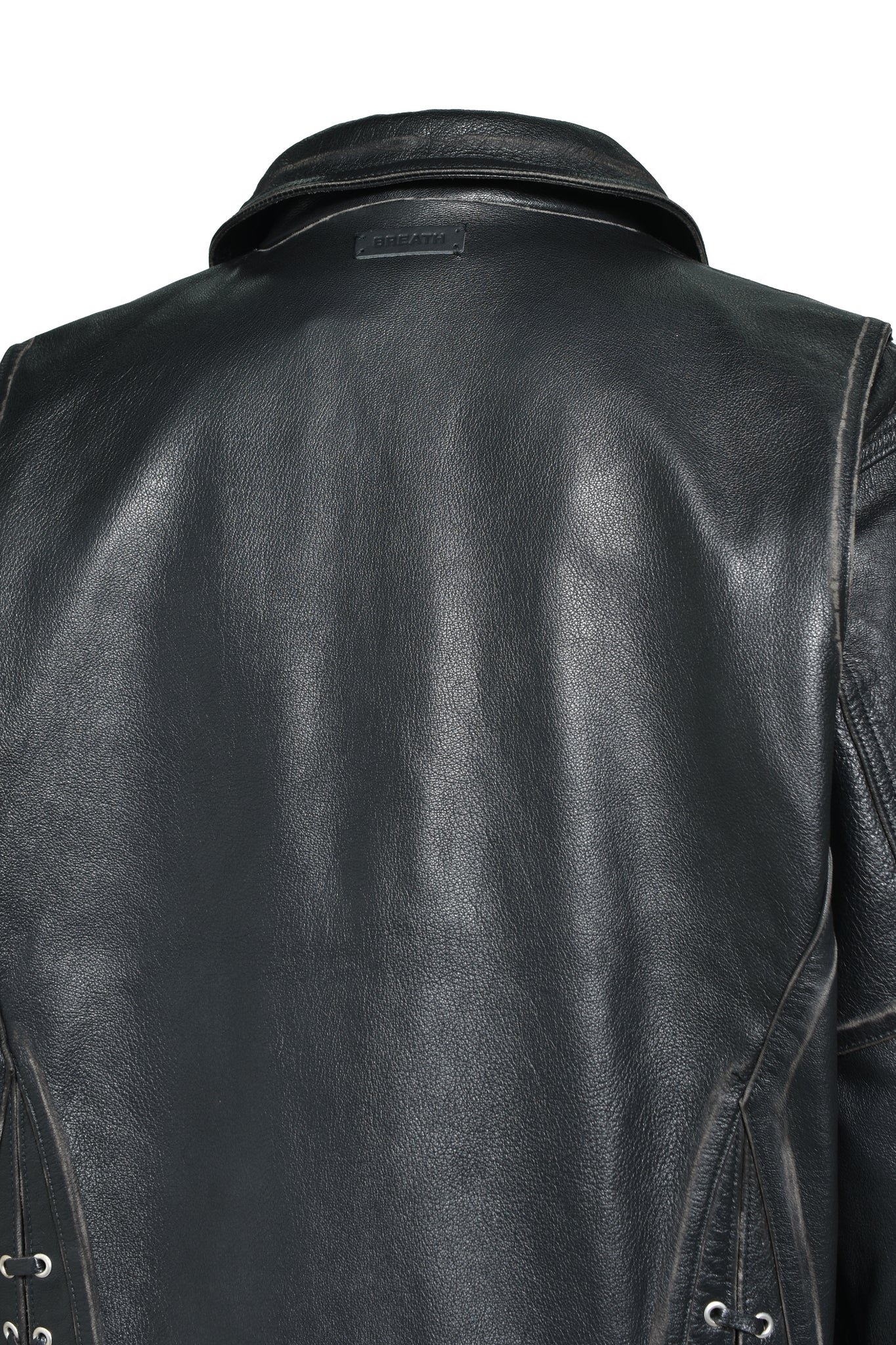 WASH LEATHER SINGLE RIDERS JACKET / BLACK