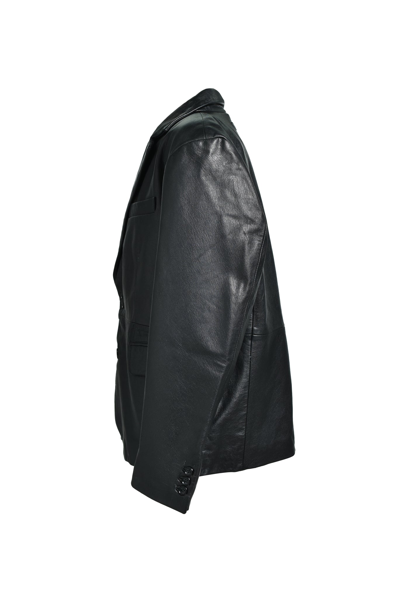 LEATHER TAILORED JACKET / BLACK