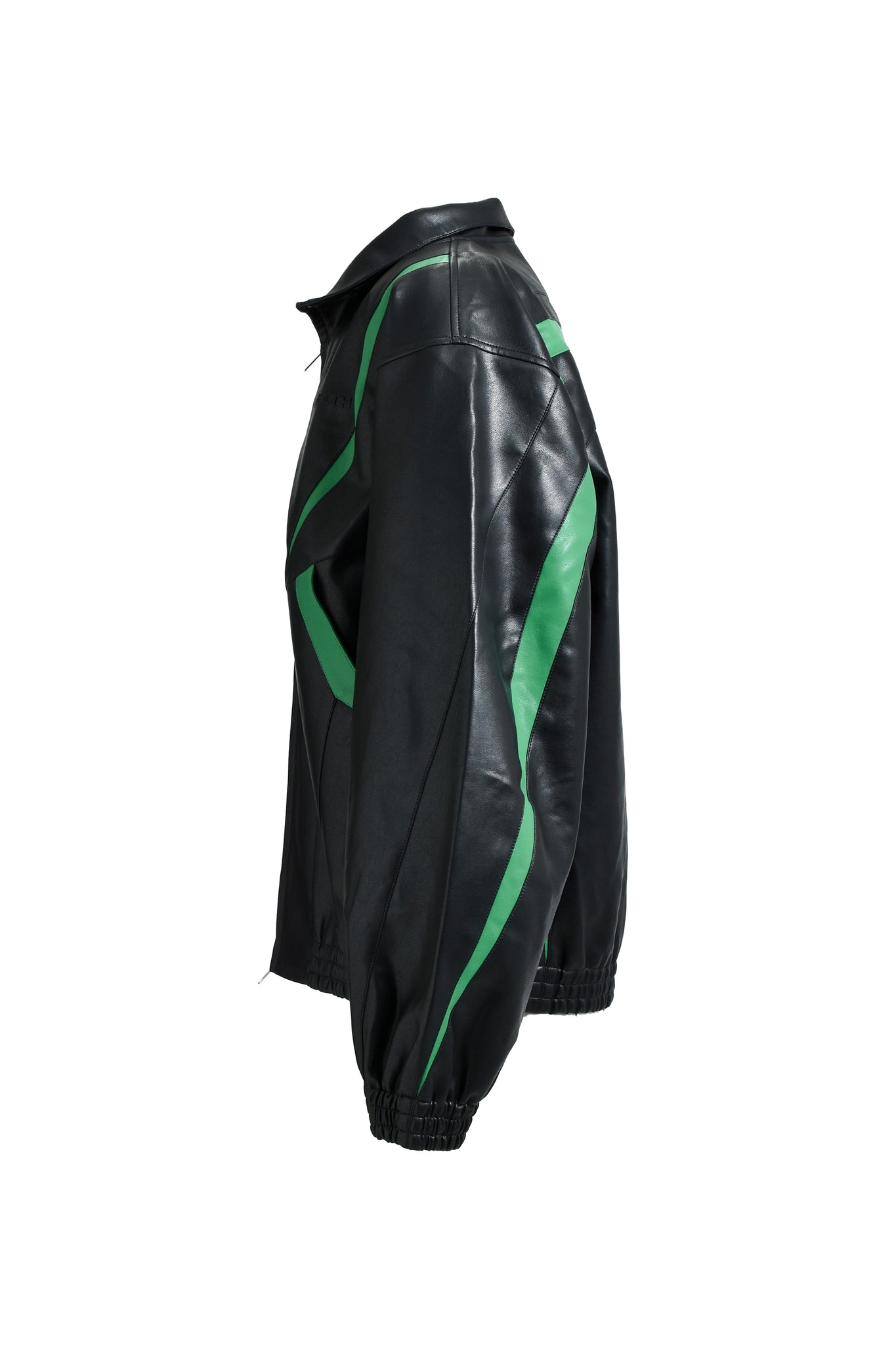 FAUX LEATHER LAMBO TRACK JACKET / BLACK