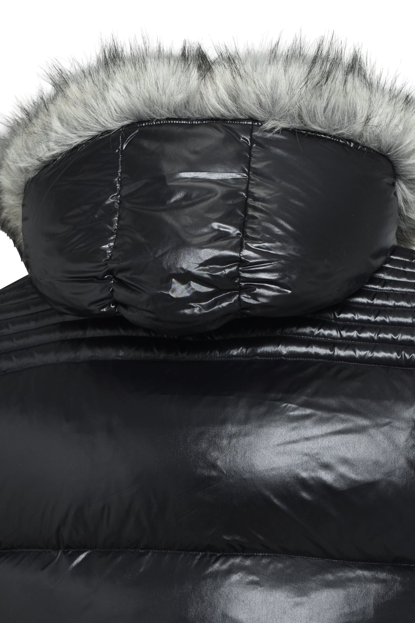FUR SHINY DOWN VEST / BLACK